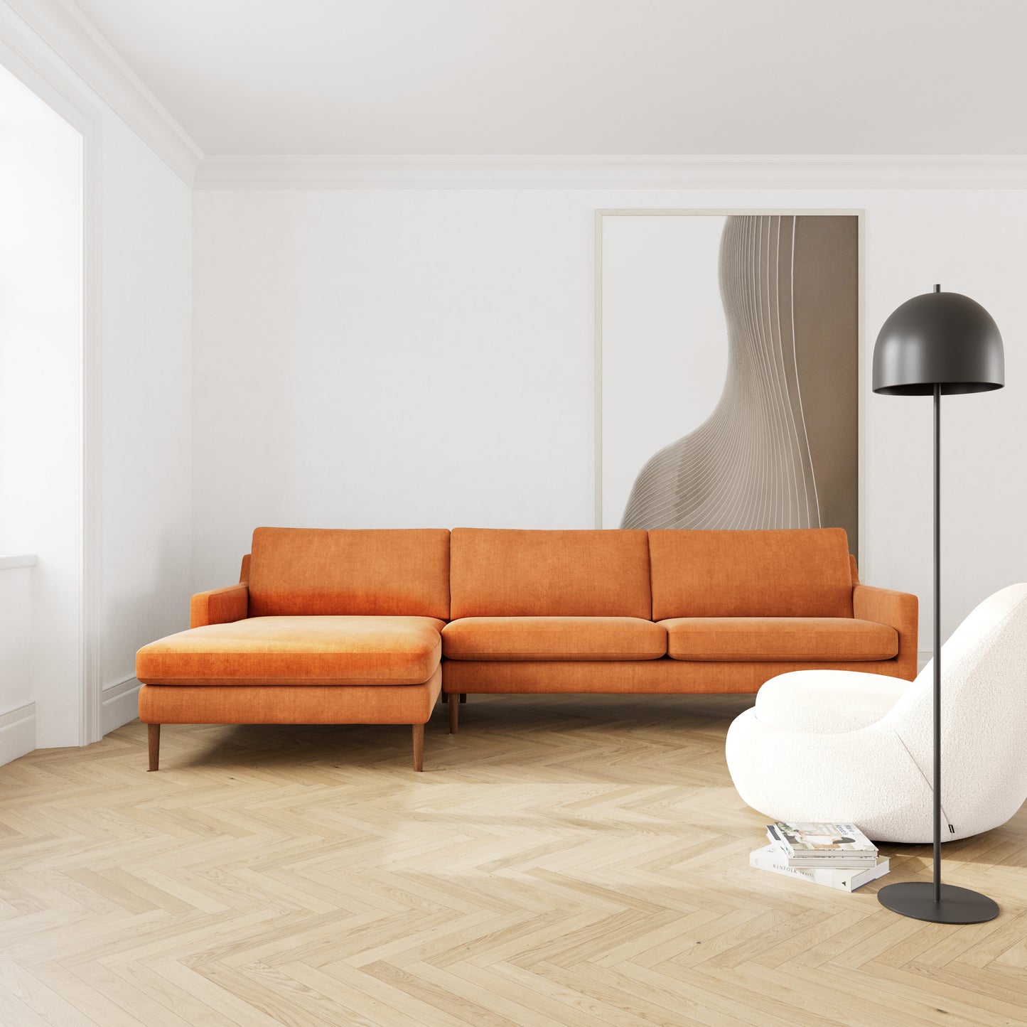 Astha Fabric Left Chaise Sofa