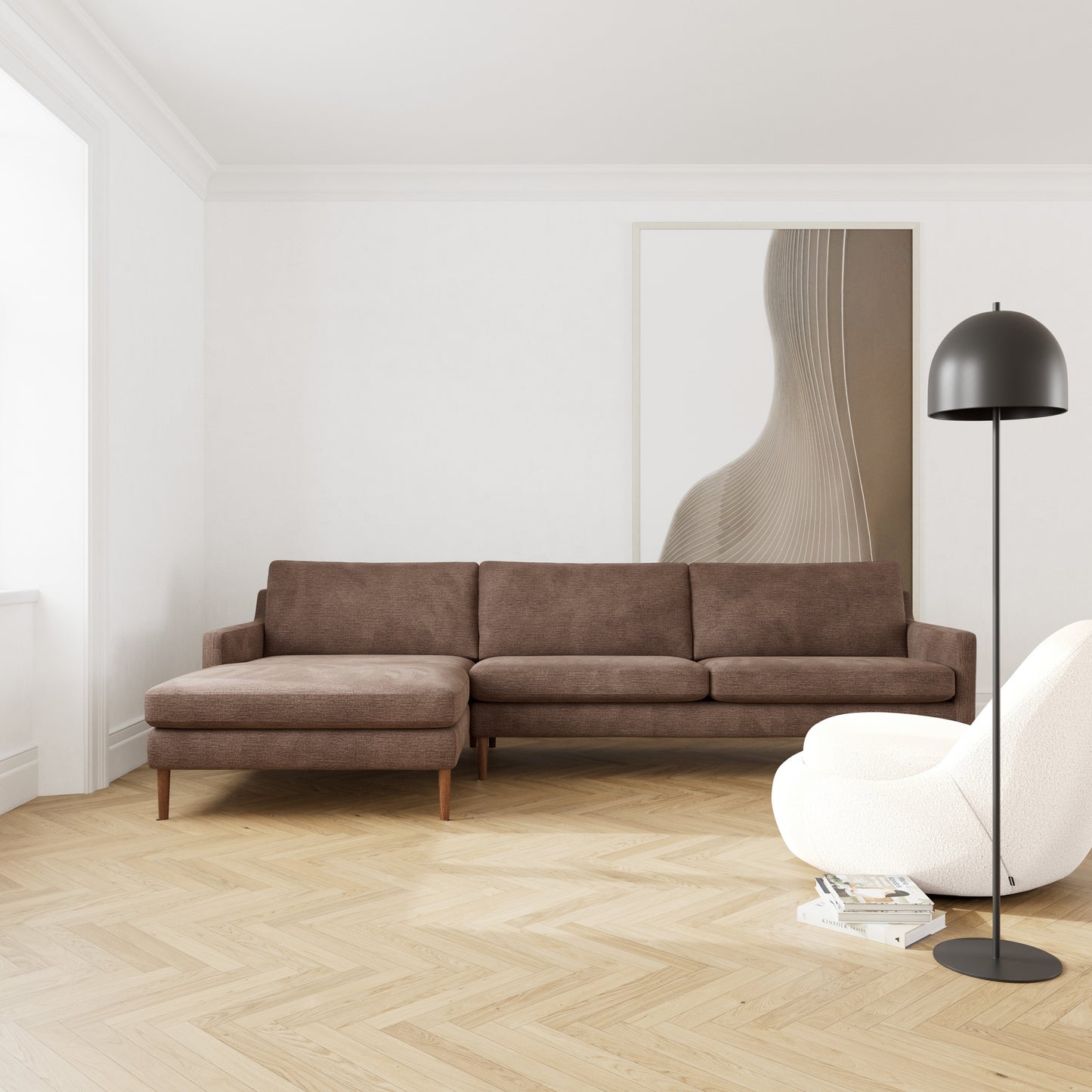 Astha Fabric Left Chaise Sofa