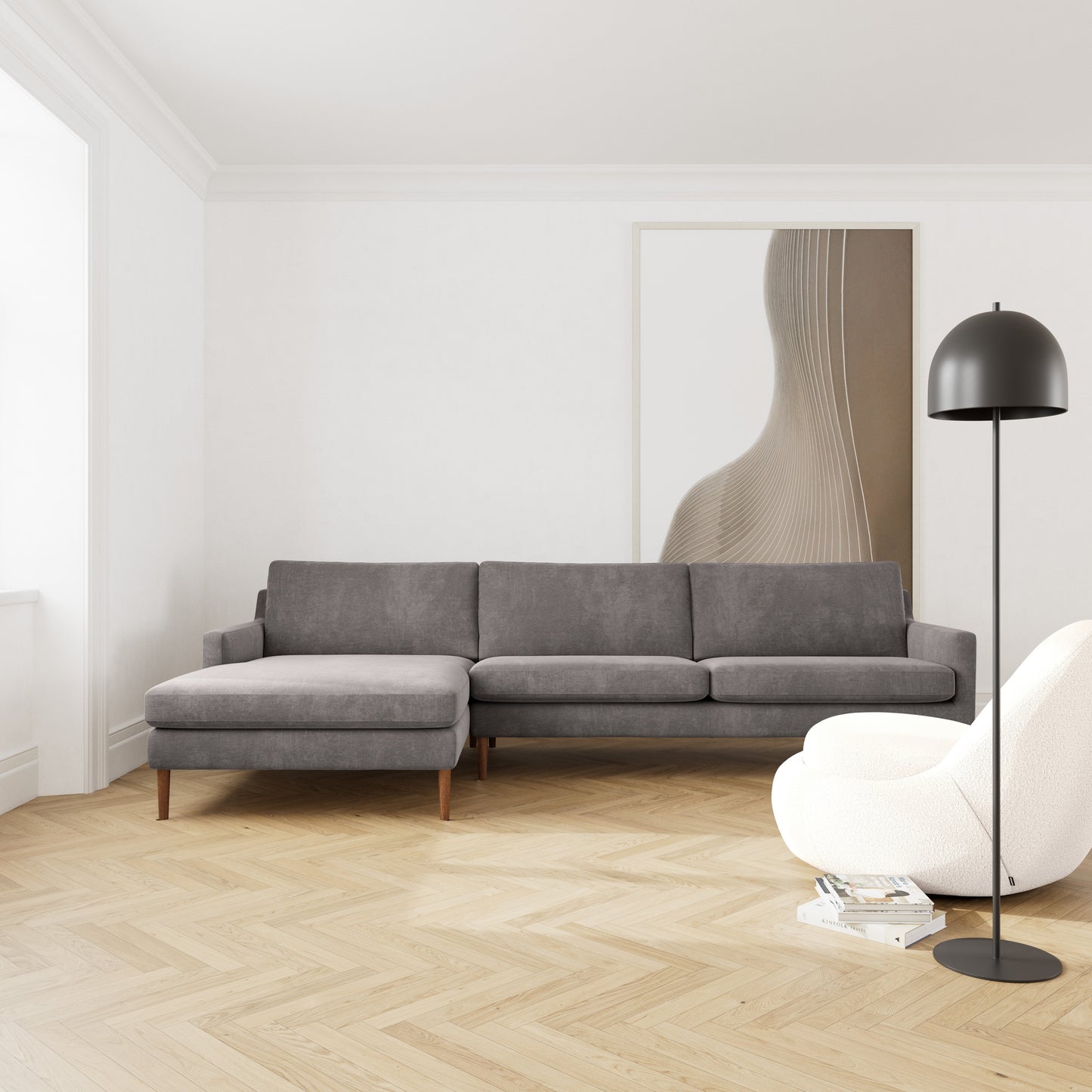 Astha Fabric Left Chaise Sofa