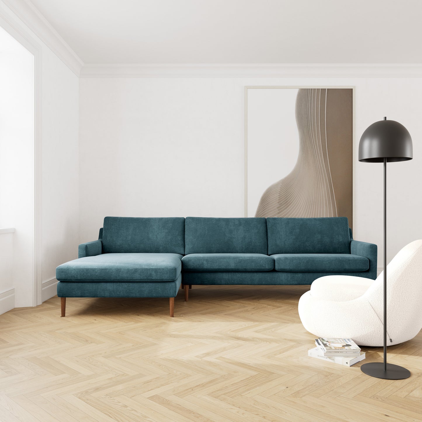 Astha Fabric Left Chaise Sofa