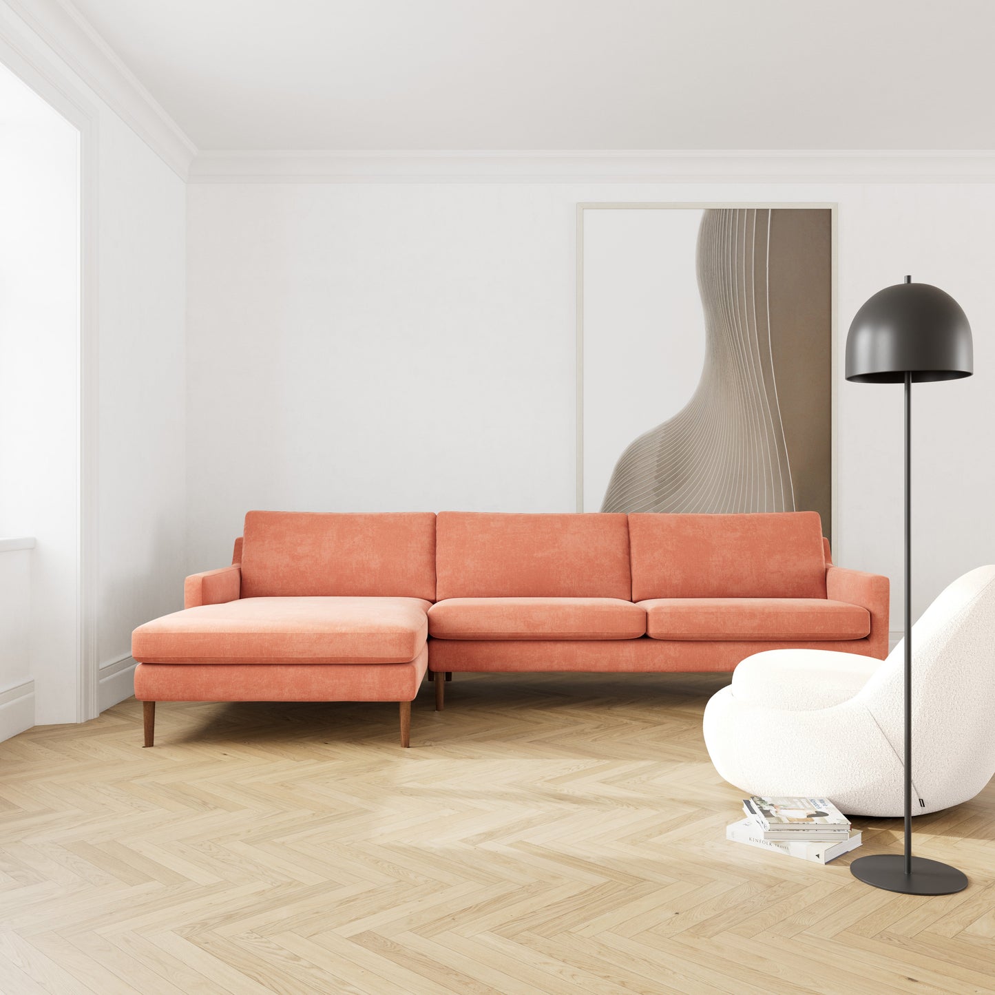 Astha Fabric Left Chaise Sofa