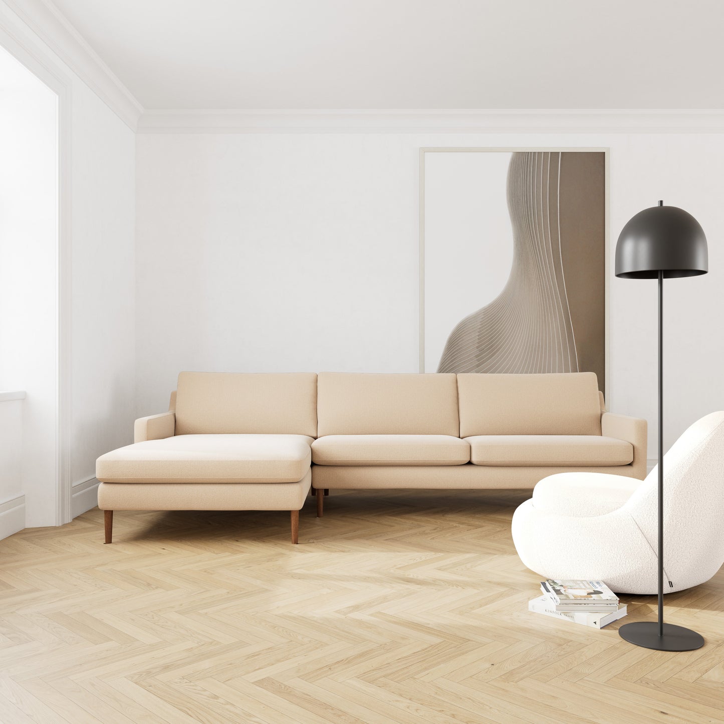 Astha Fabric Left Chaise Sofa