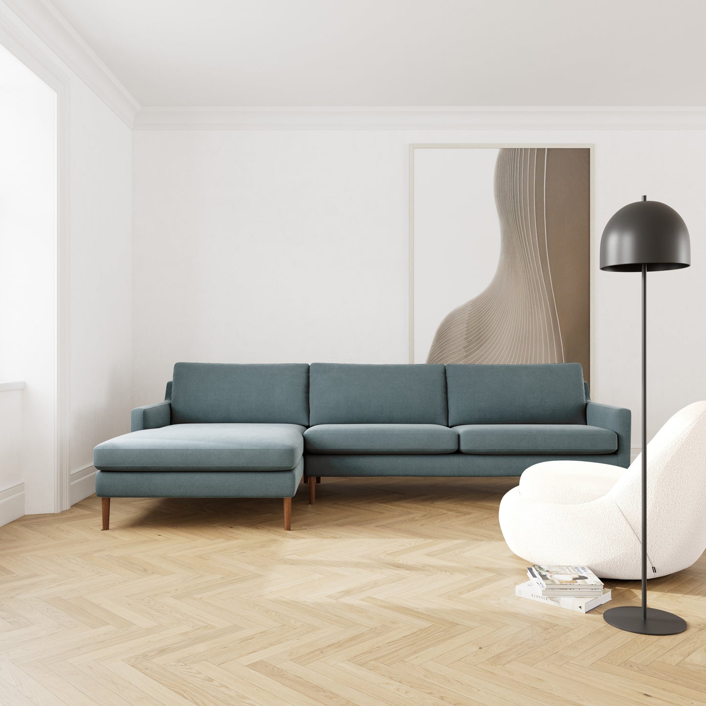 Astha Fabric Left Chaise Sofa