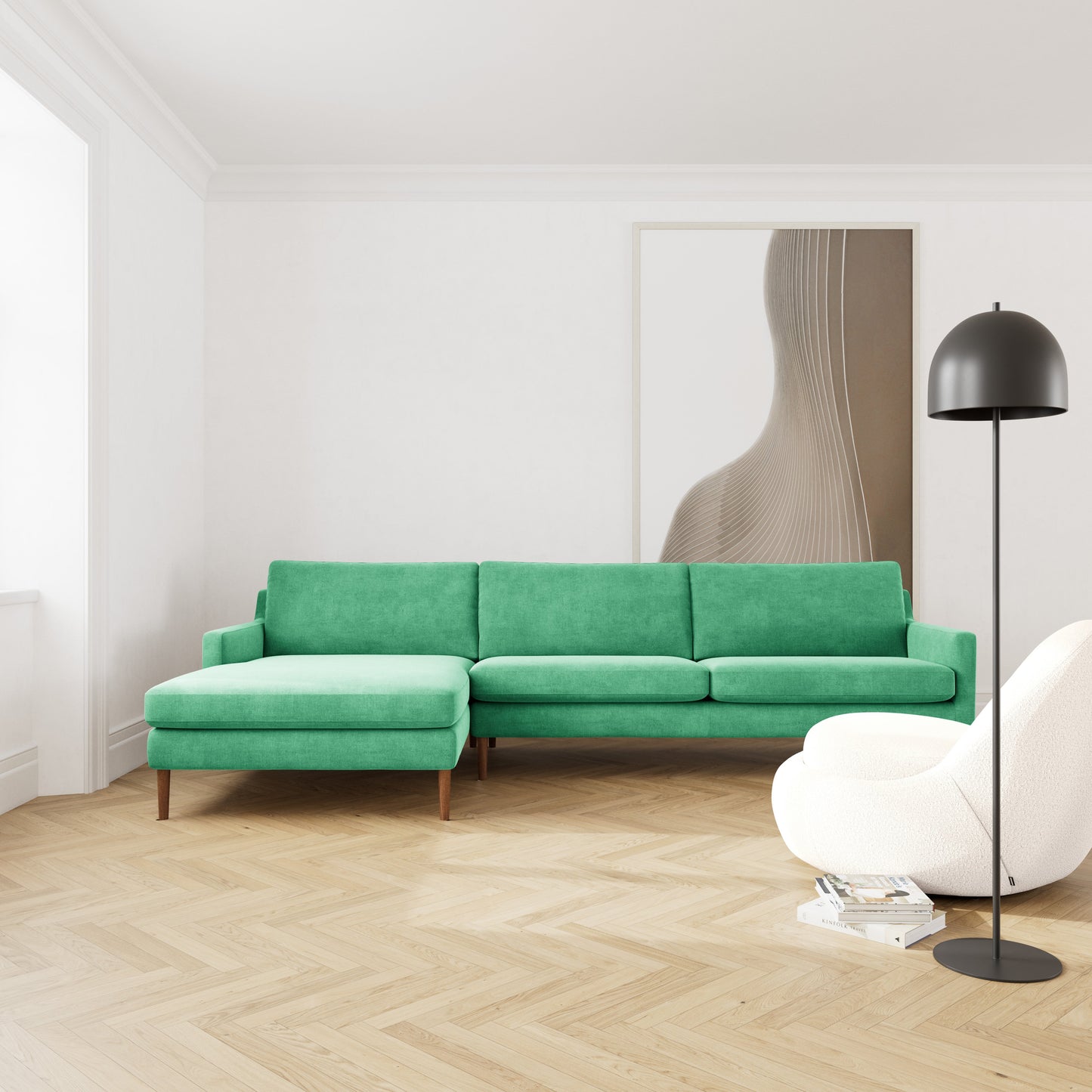 Astha Fabric Left Chaise Sofa