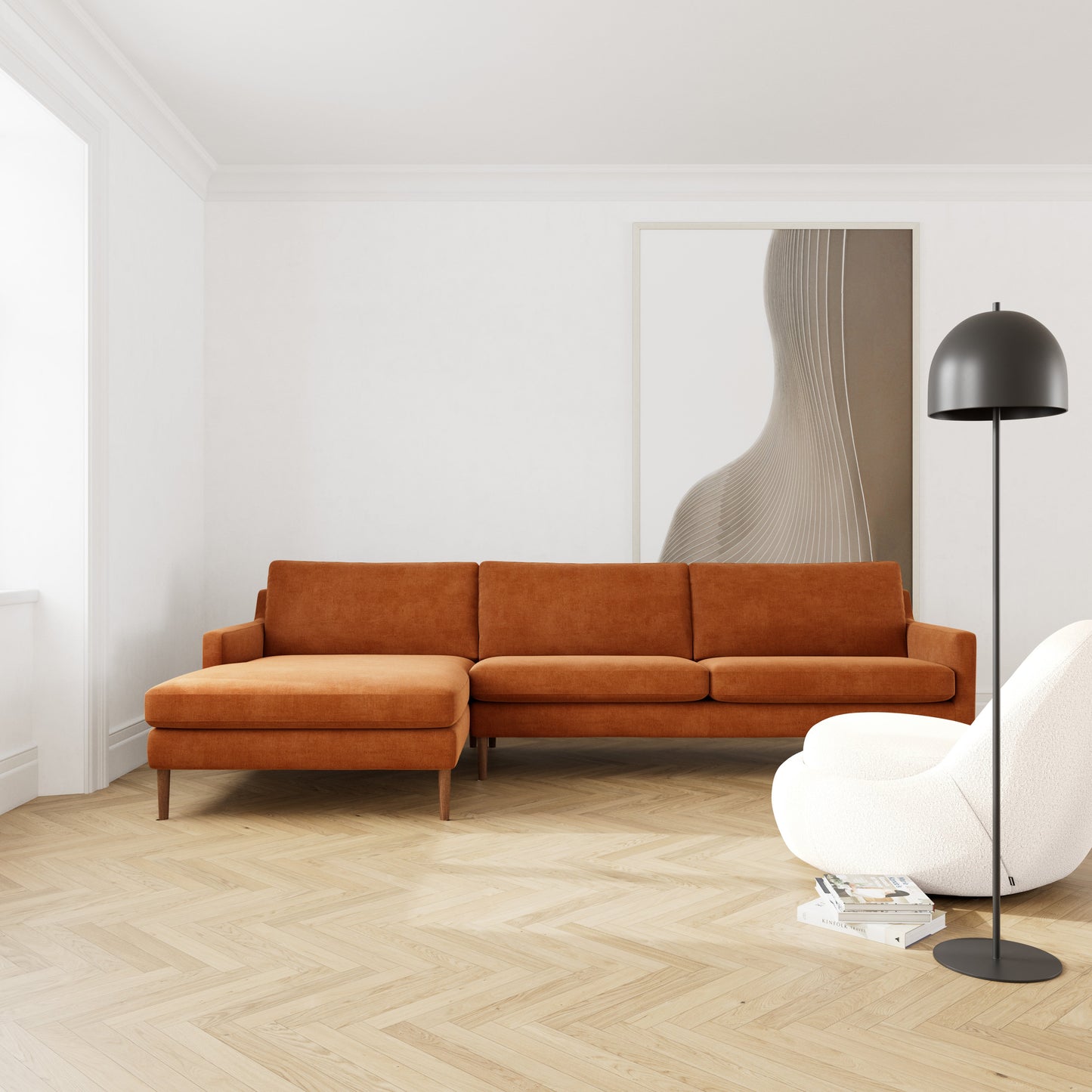Astha Fabric Left Chaise Sofa