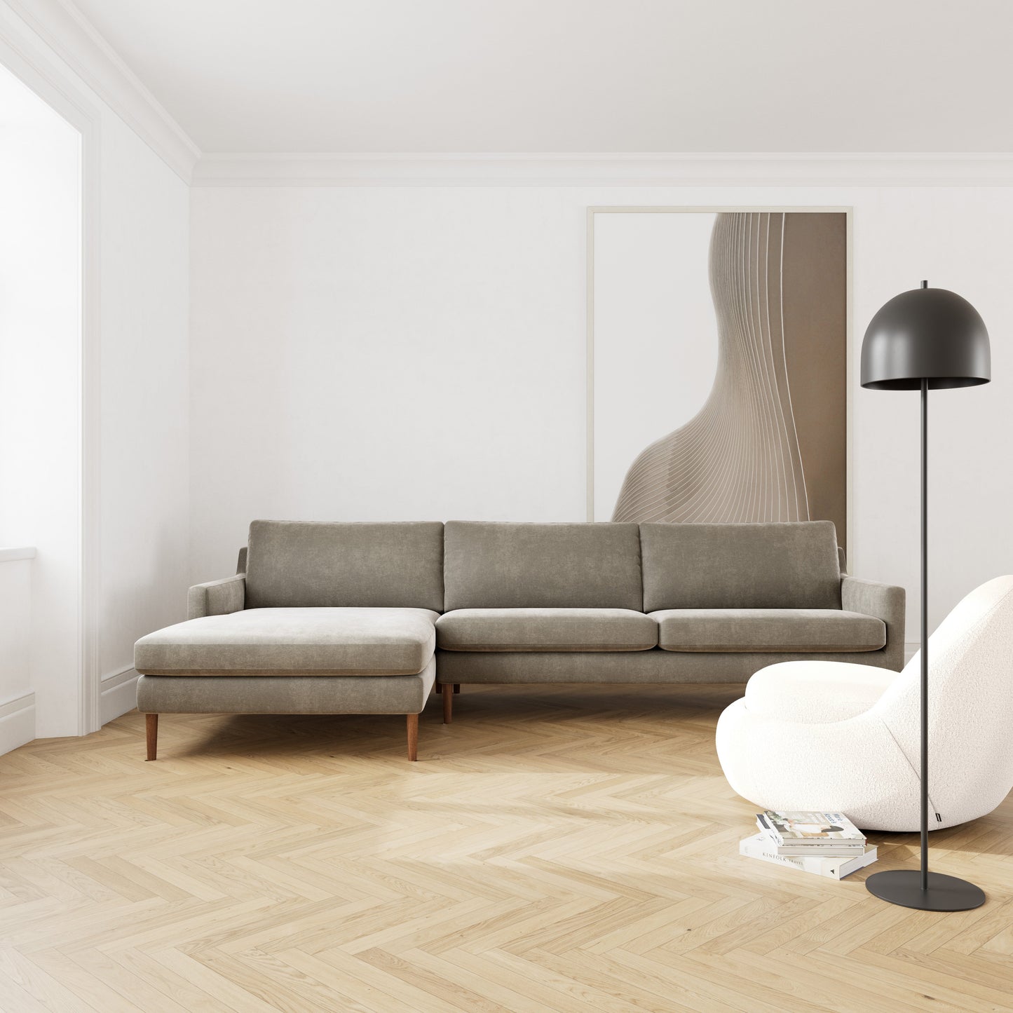 Astha Fabric Left Chaise Sofa