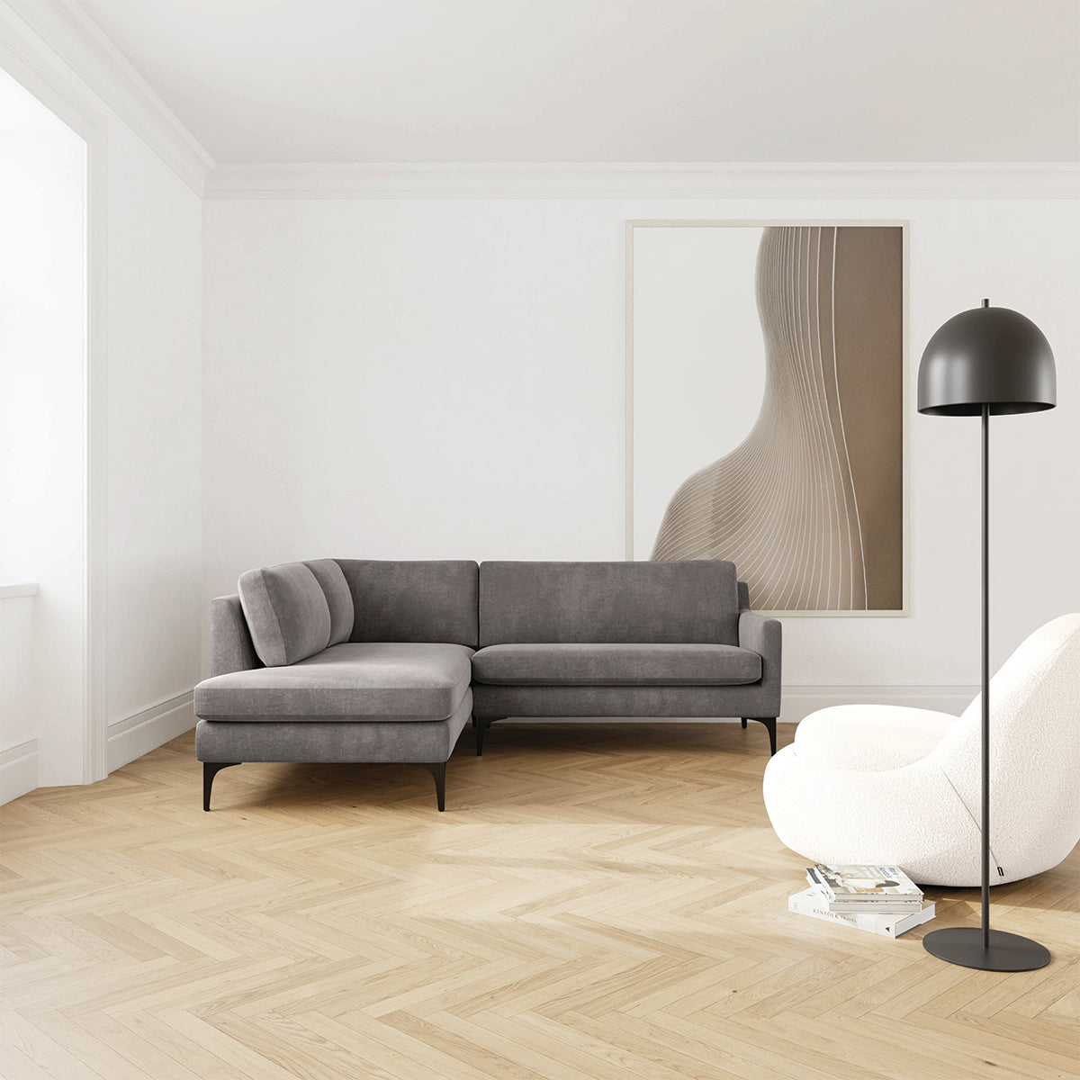 Astha Fabric Left Corner Sofa