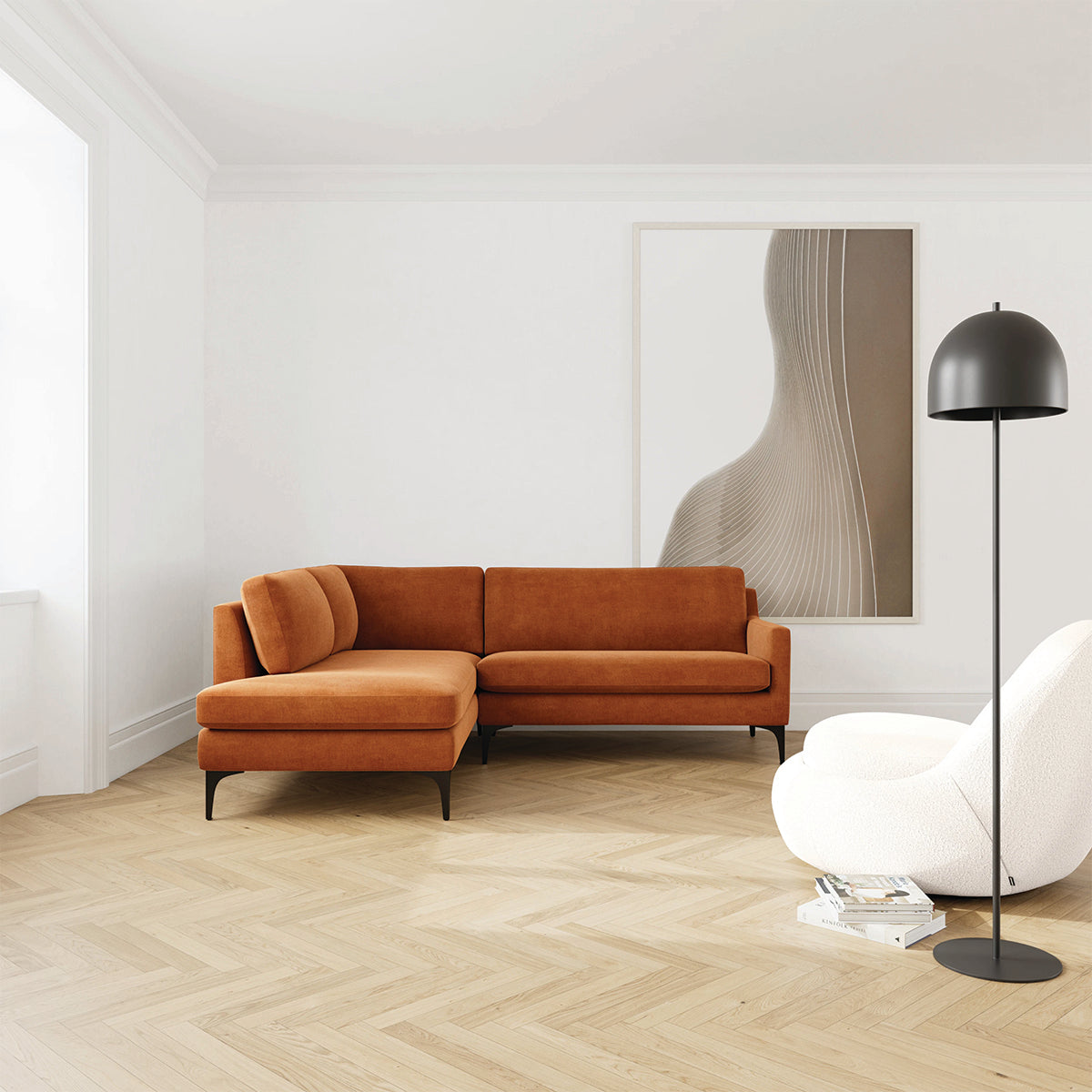 Astha Fabric Left Corner Sofa
