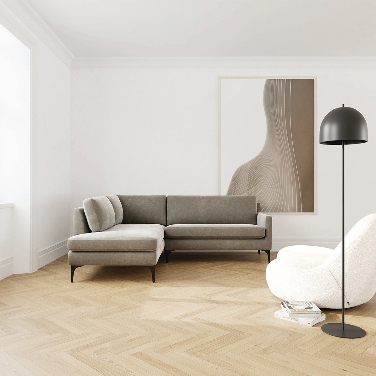 Astha Fabric Left Corner Sofa