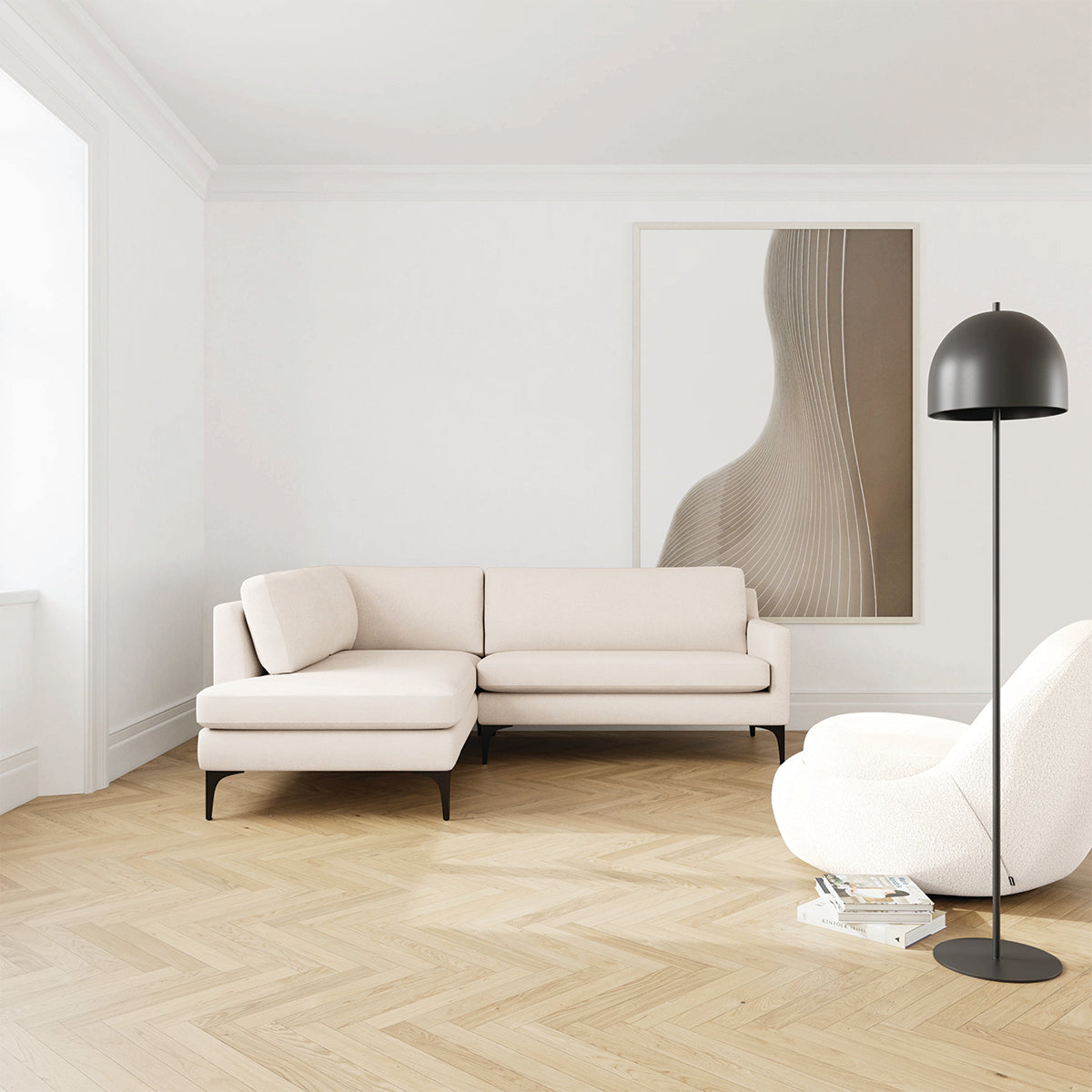 Astha Fabric Left Corner Sofa