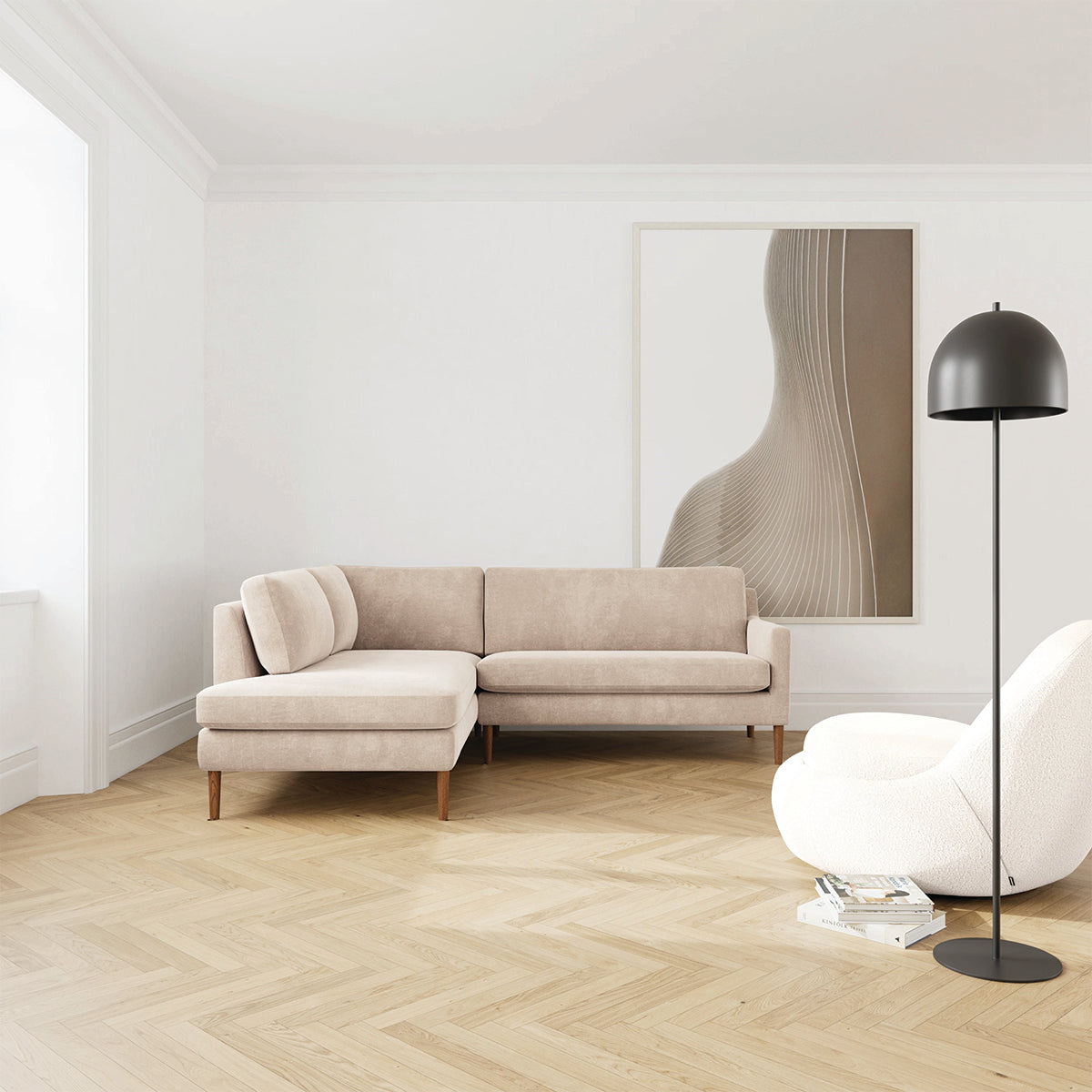 Astha Fabric Left Corner Sofa