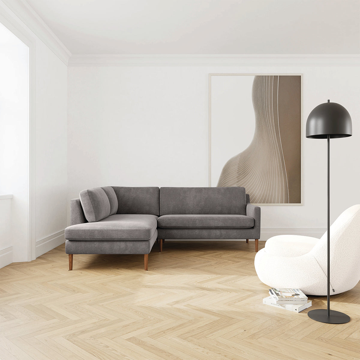 Astha Fabric Left Corner Sofa