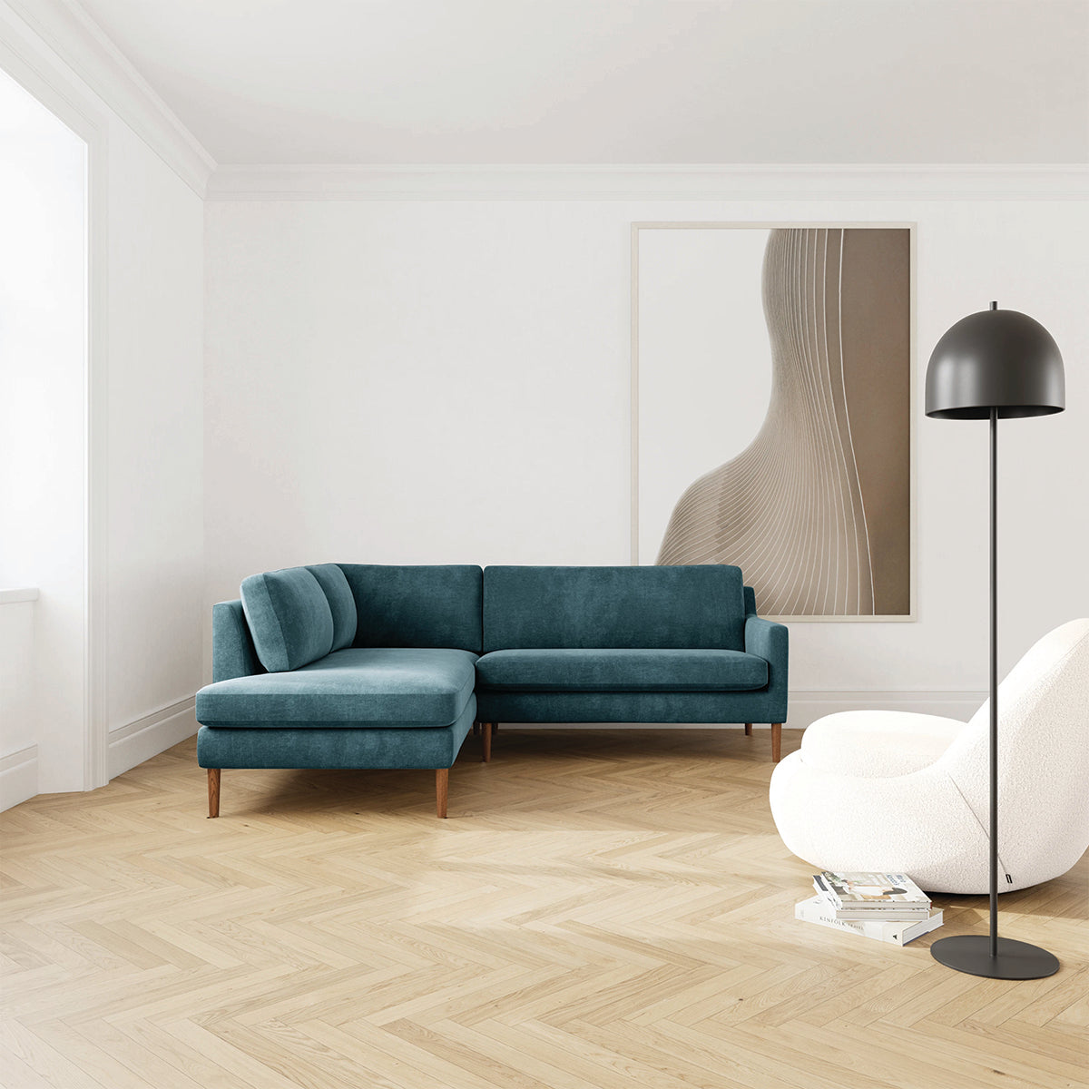 Astha Fabric Left Corner Sofa