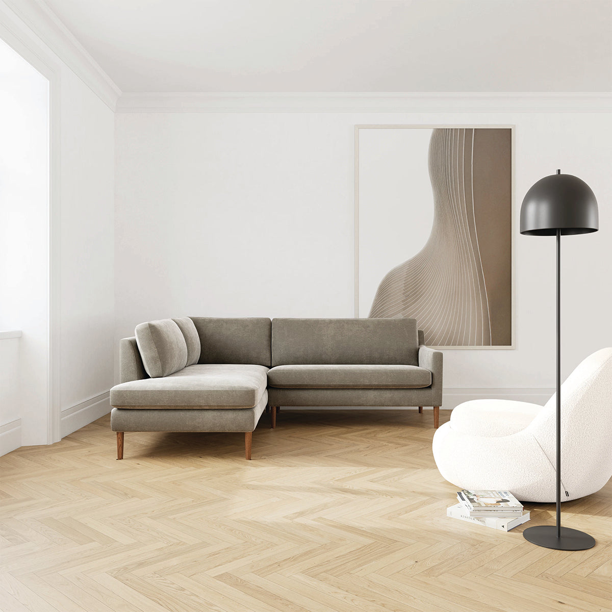 Astha Fabric Left Corner Sofa
