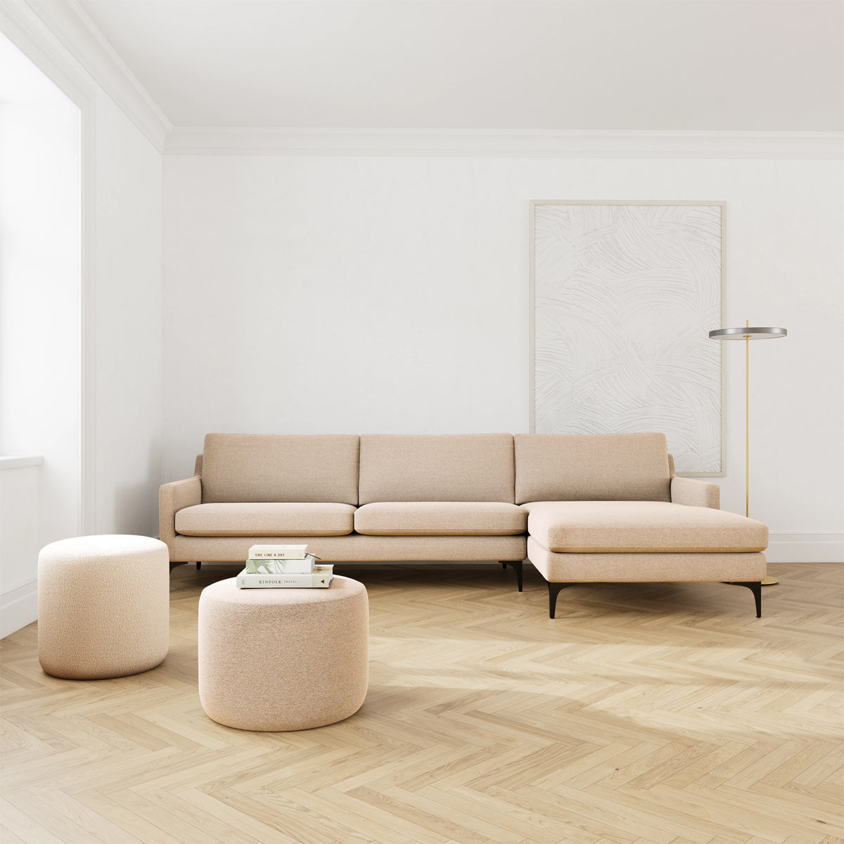 Astha Fabric Right Chaise Sofa