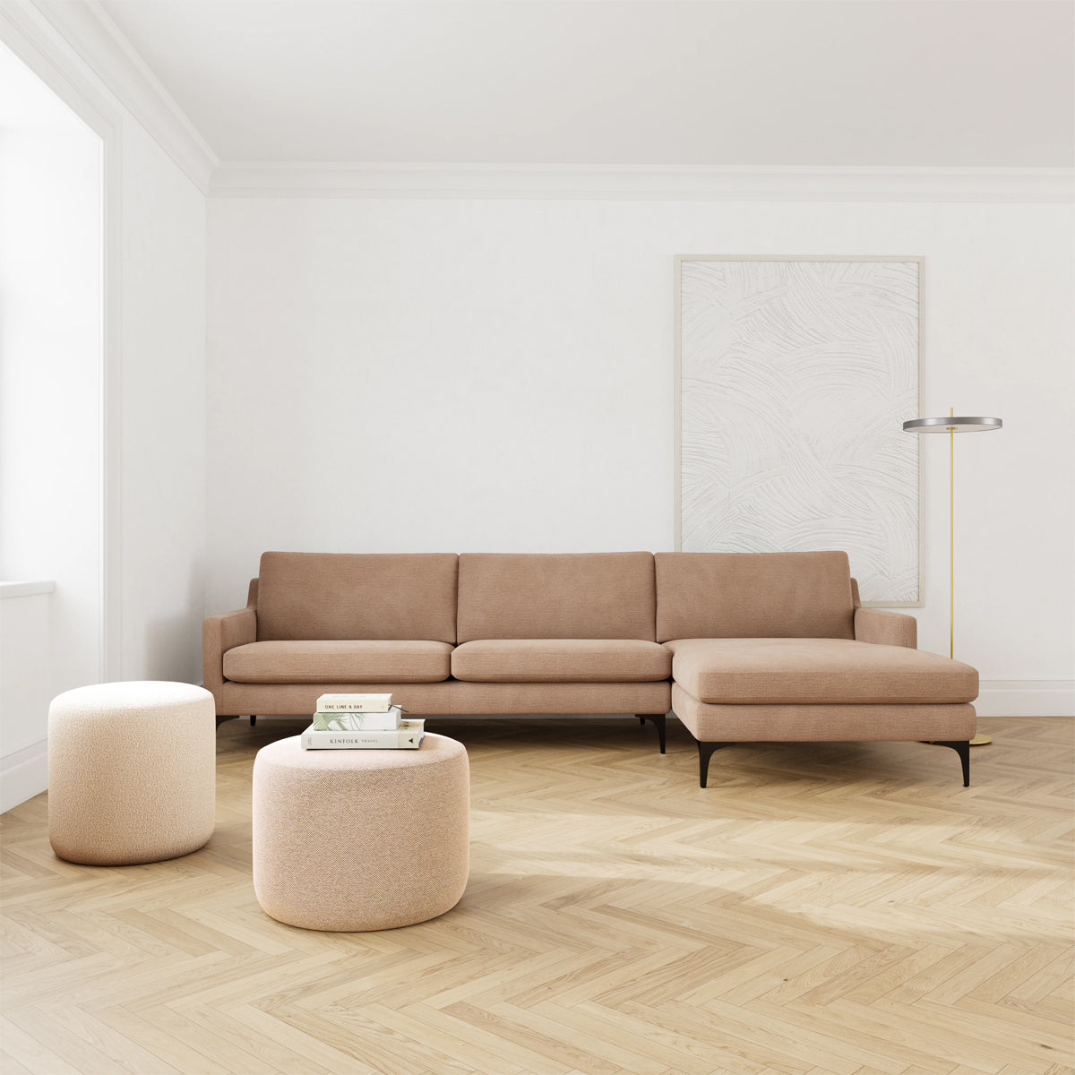 Astha Fabric Right Chaise Sofa