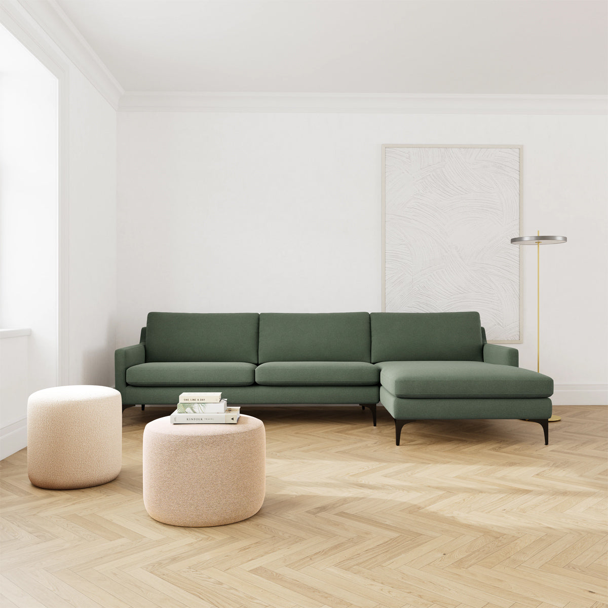 Astha Fabric Right Chaise Sofa