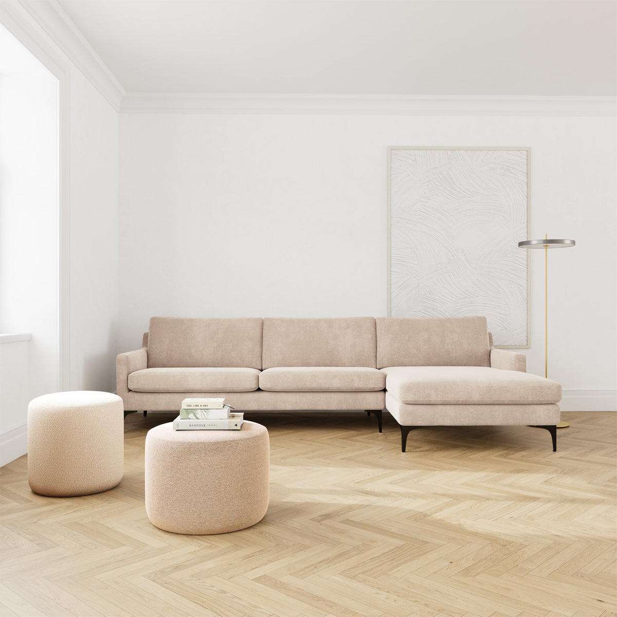 Astha Fabric Right Chaise Sofa