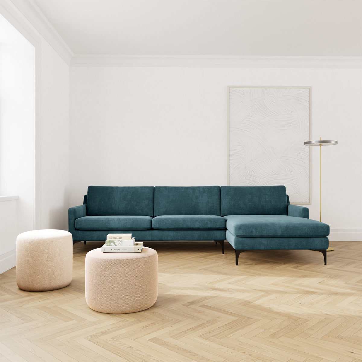 Astha Fabric Right Chaise Sofa