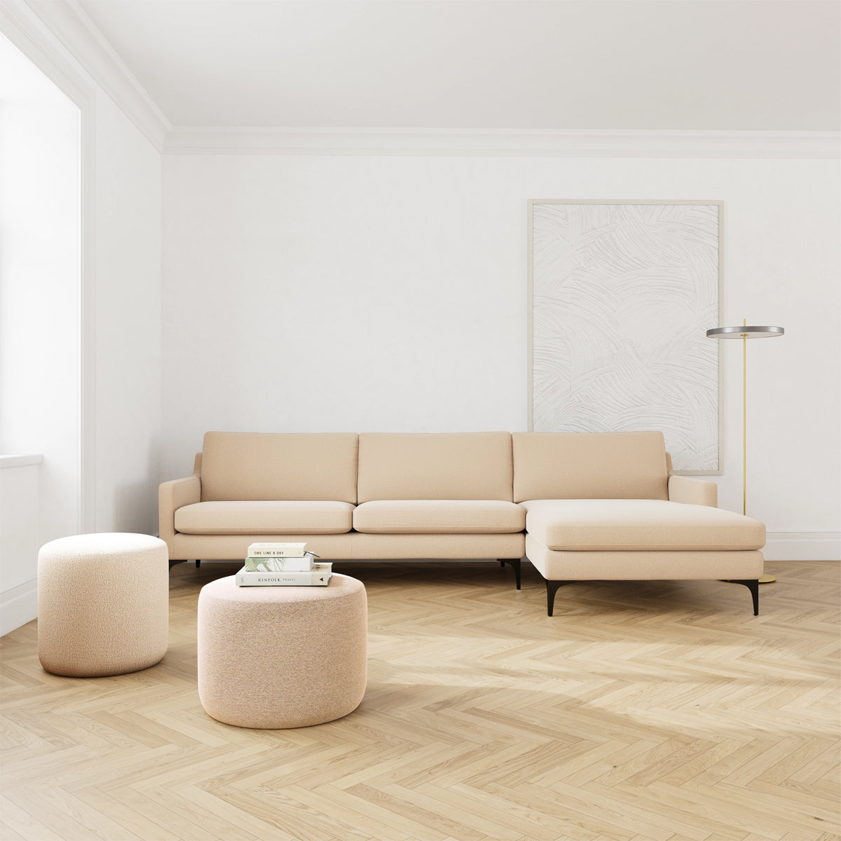 Astha Fabric Right Chaise Sofa