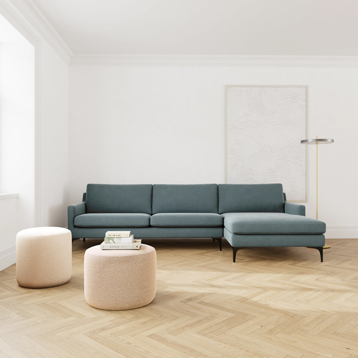 Astha Fabric Right Chaise Sofa