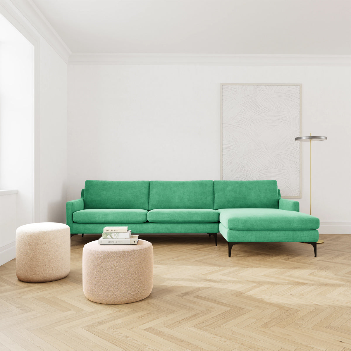 Astha Fabric Right Chaise Sofa