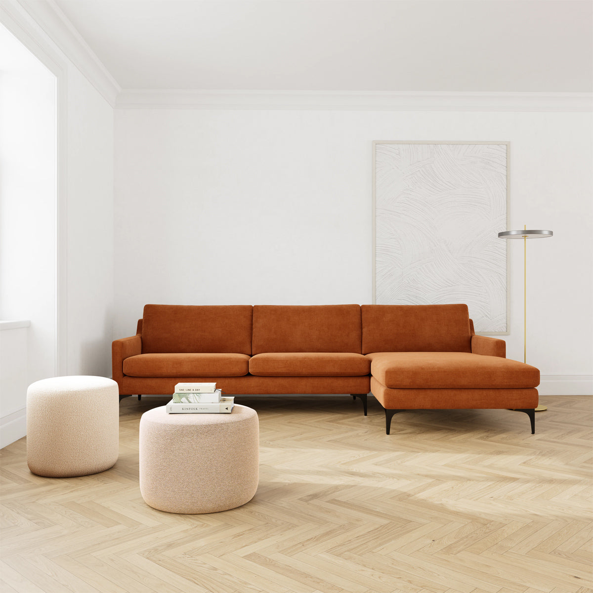 Astha Fabric Right Chaise Sofa