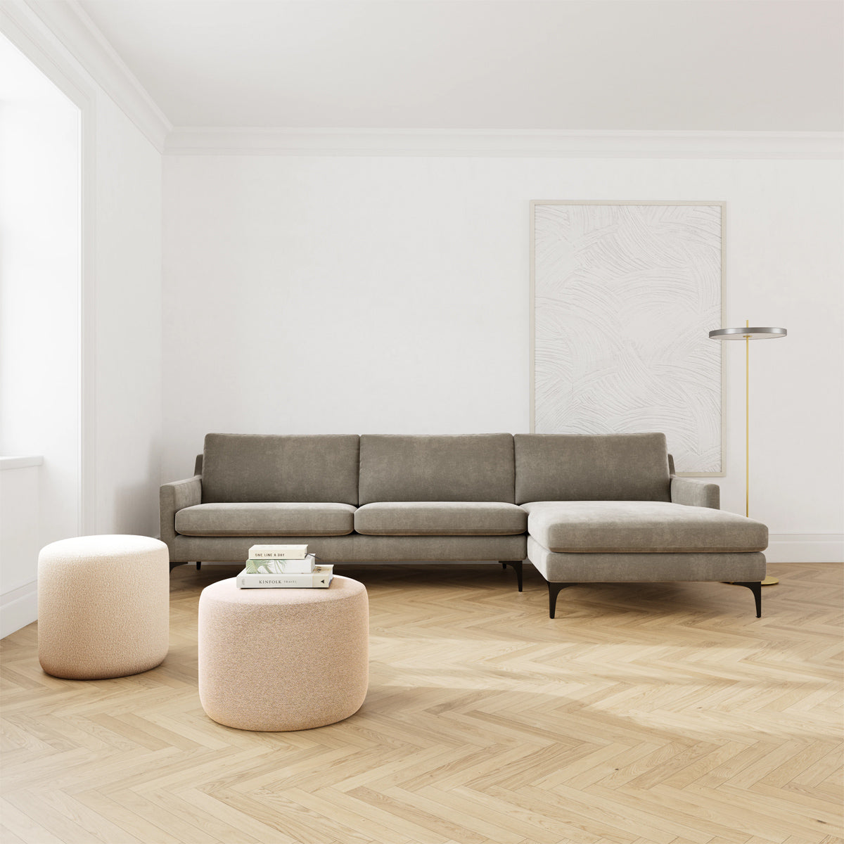 Astha Fabric Right Chaise Sofa