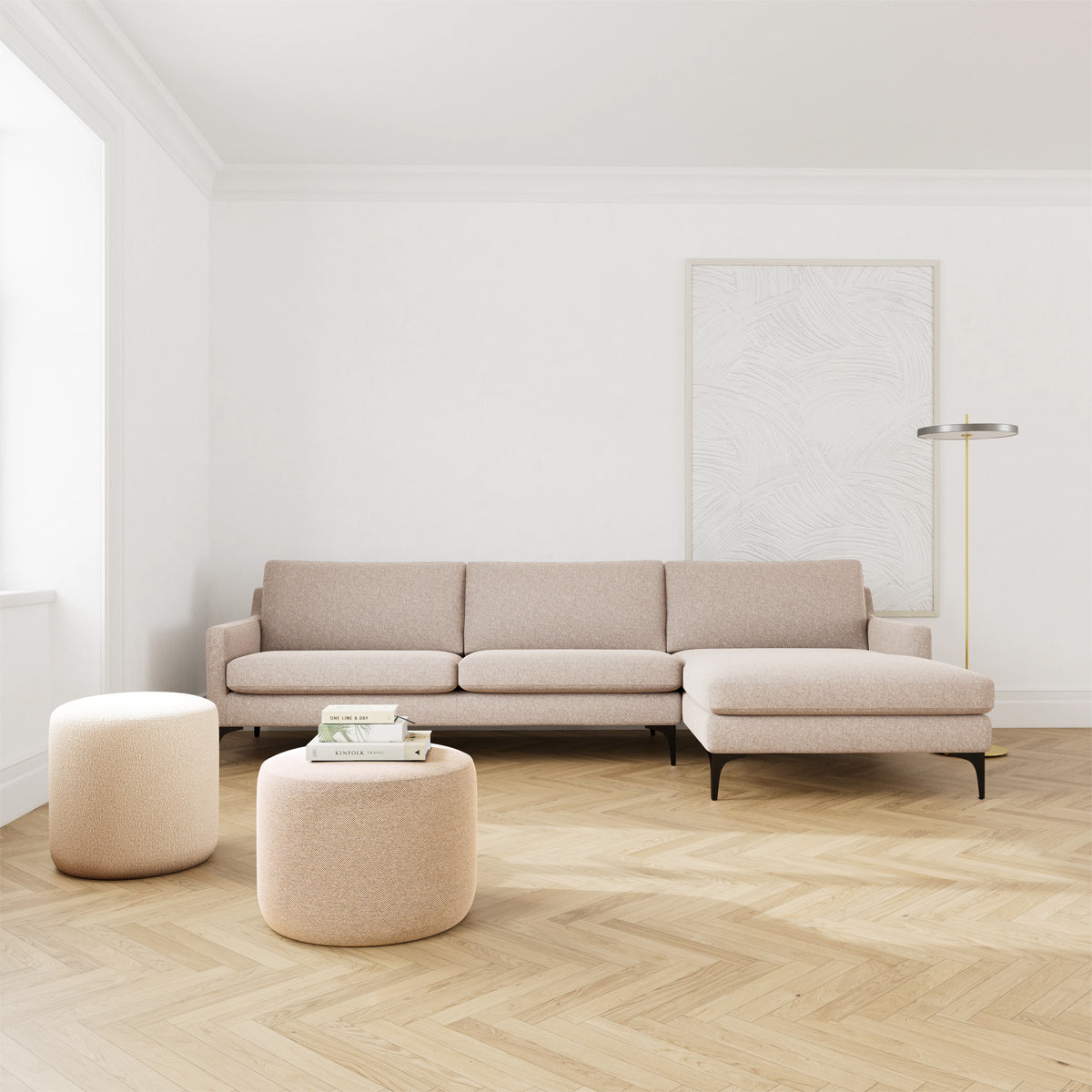 Astha Fabric Right Chaise Sofa