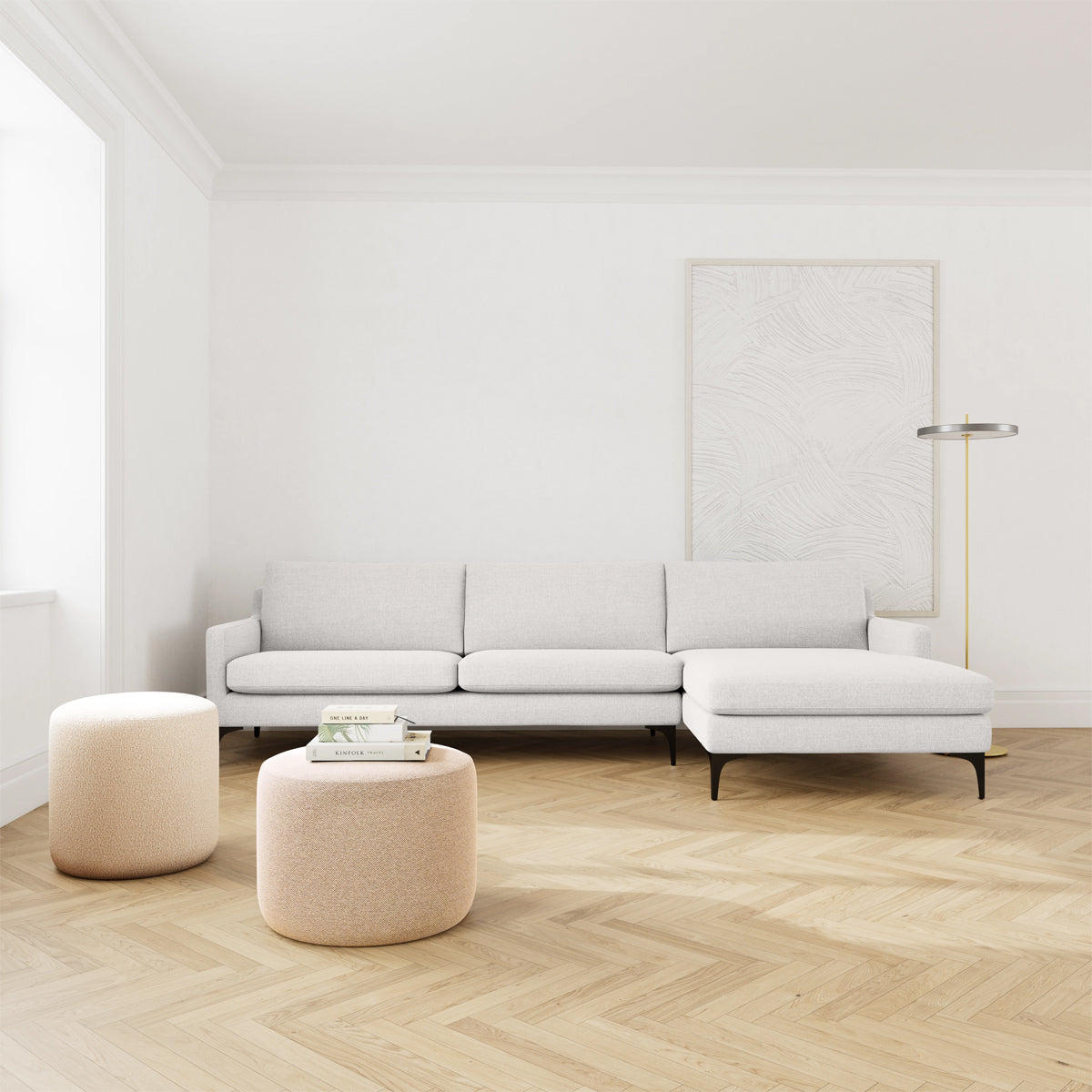 Astha Fabric Right Chaise Sofa