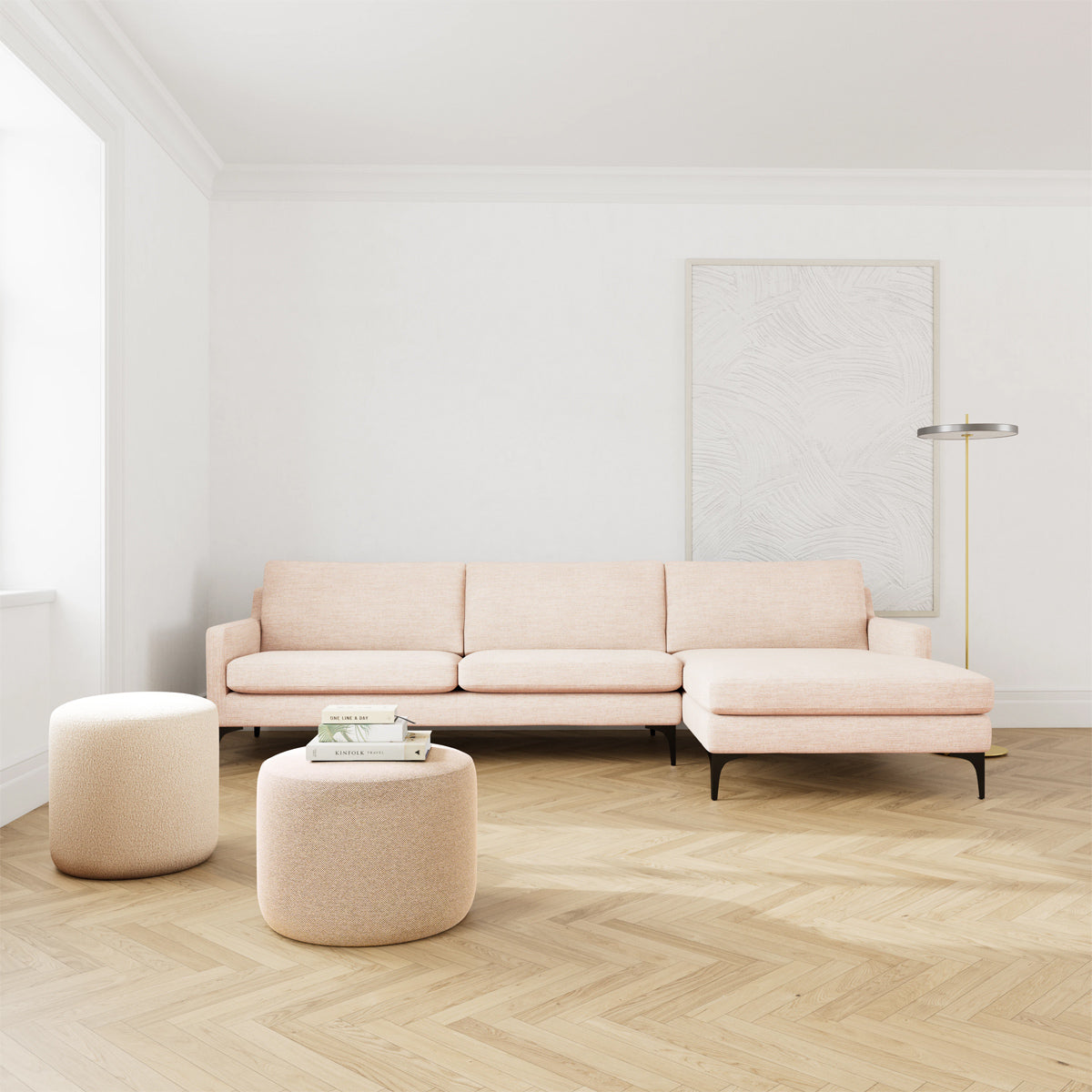 Astha Fabric Right Chaise Sofa