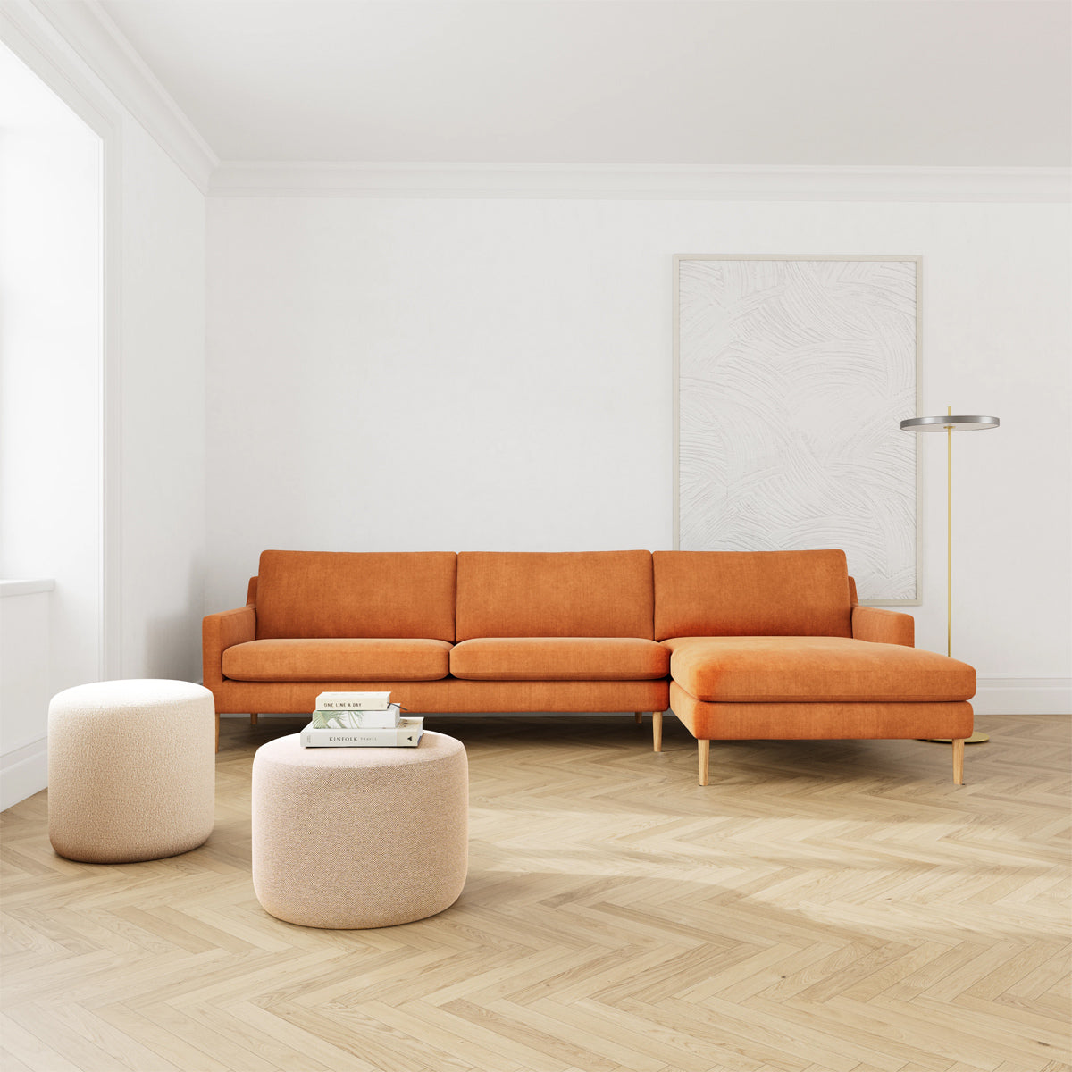 Astha Fabric Right Chaise Sofa