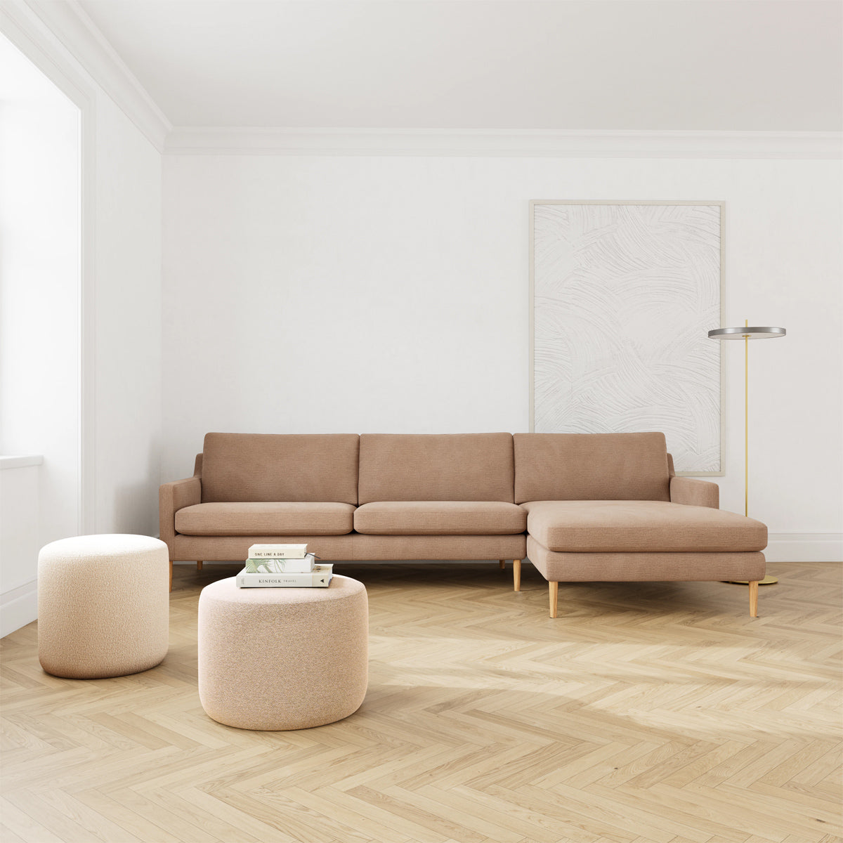 Astha Fabric Right Chaise Sofa