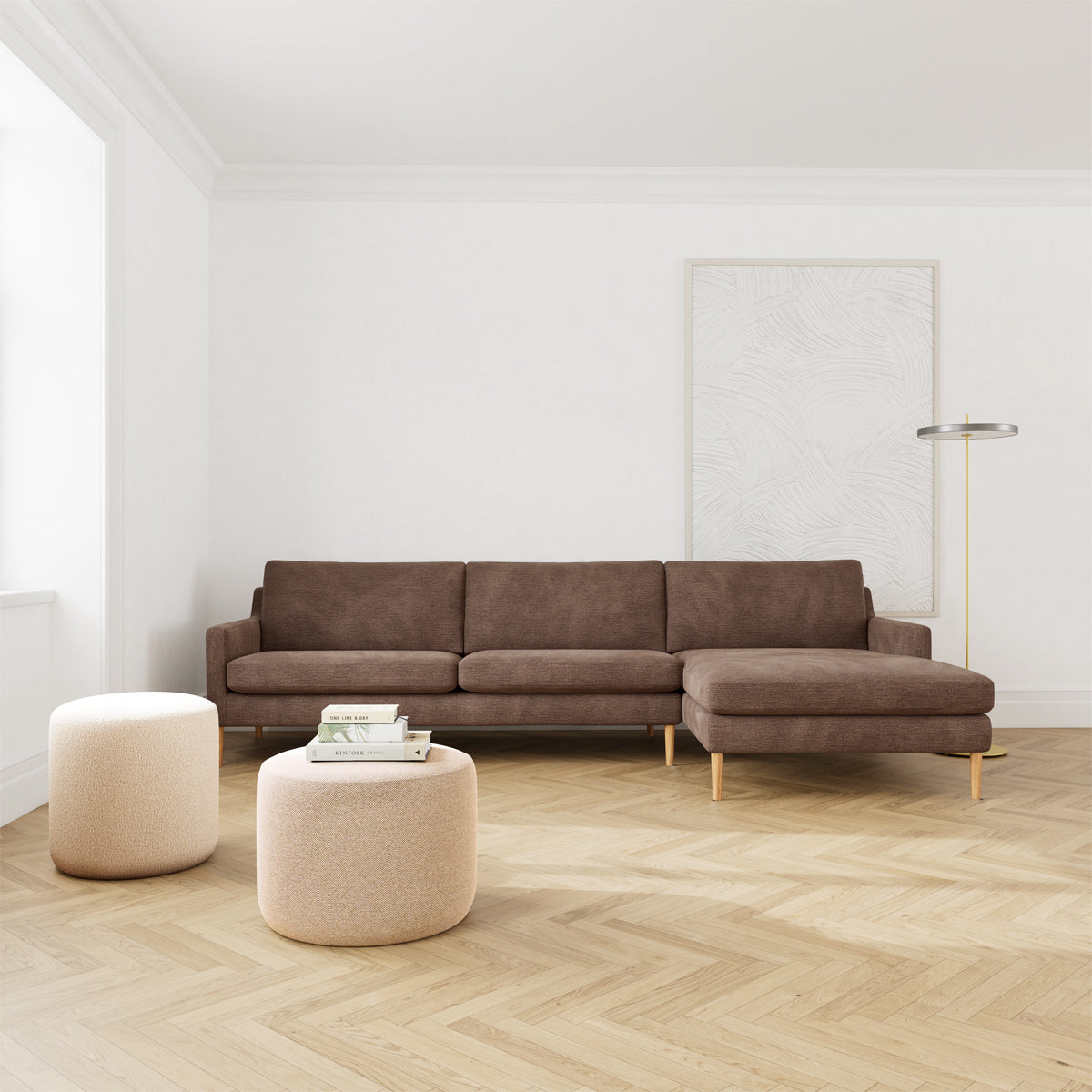 Astha Fabric Right Chaise Sofa