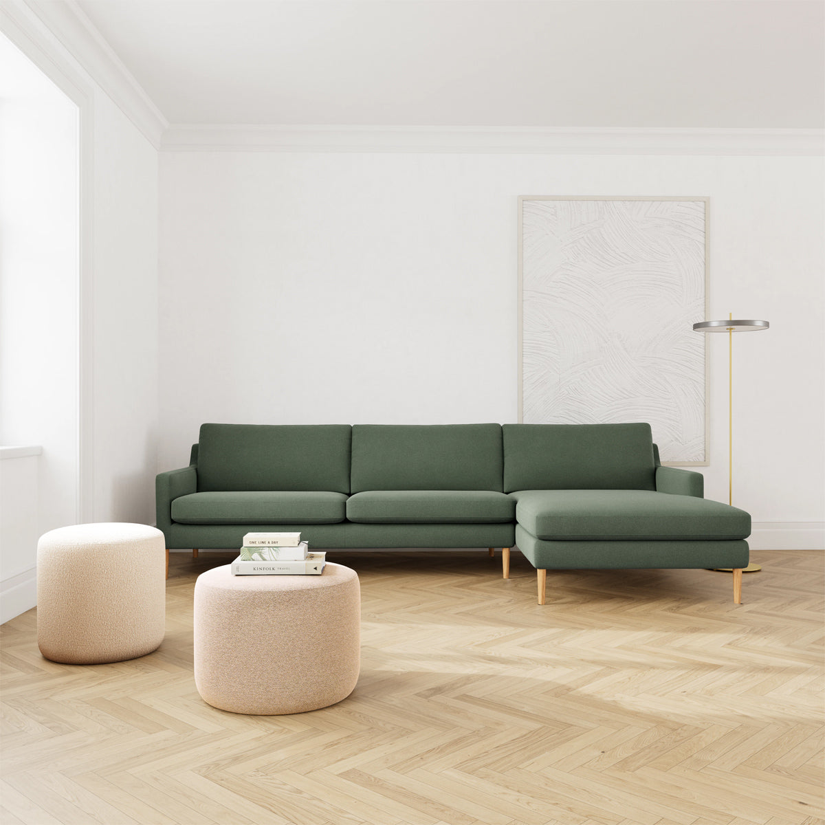 Astha Fabric Right Chaise Sofa