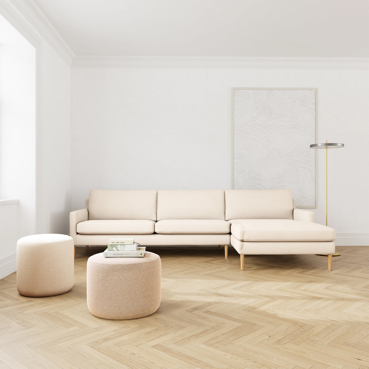 Astha Fabric Right Chaise Sofa