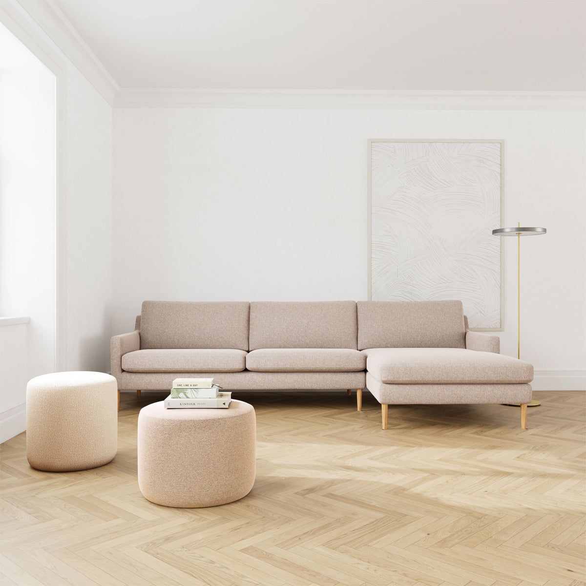 Astha Fabric Right Chaise Sofa