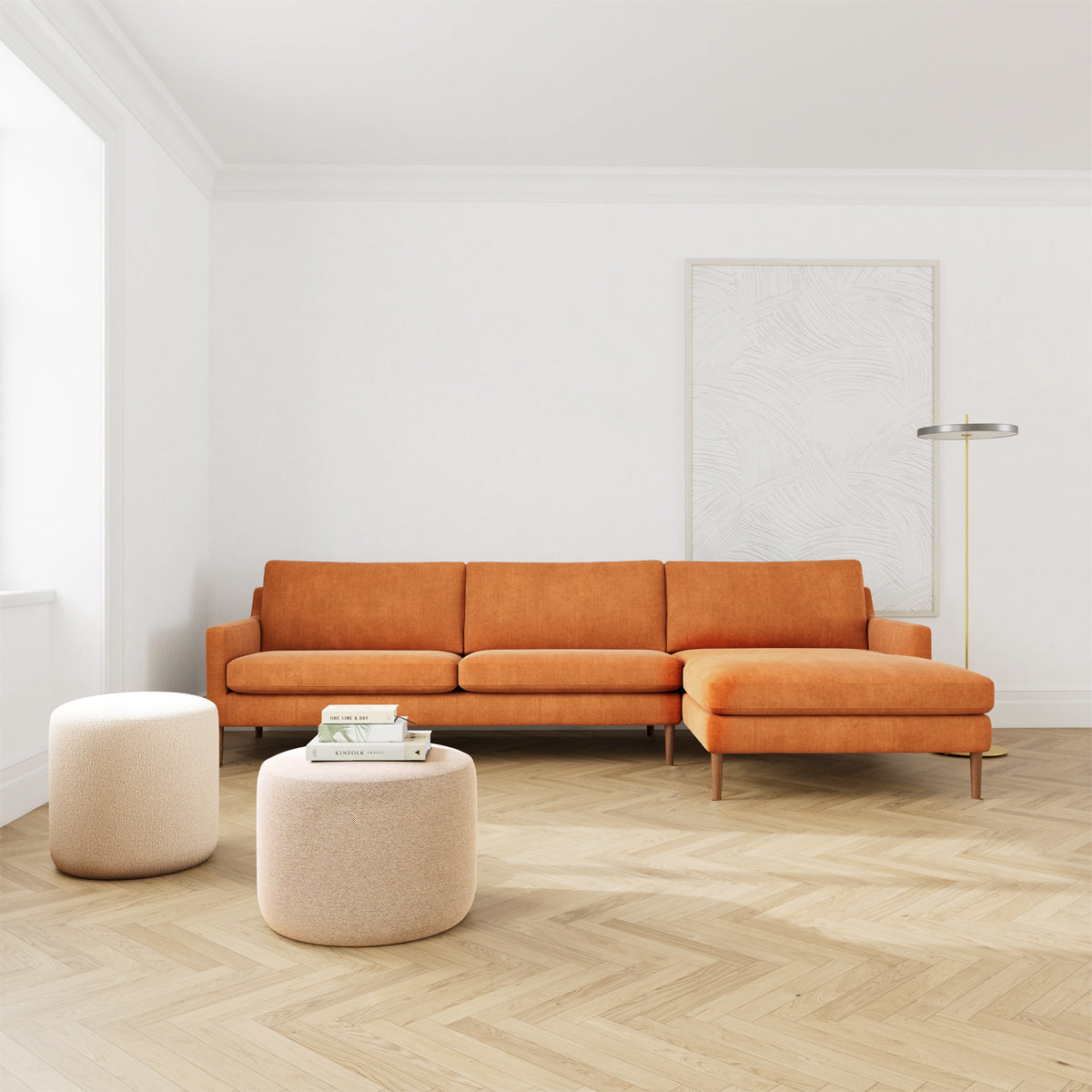 Astha Fabric Right Chaise Sofa