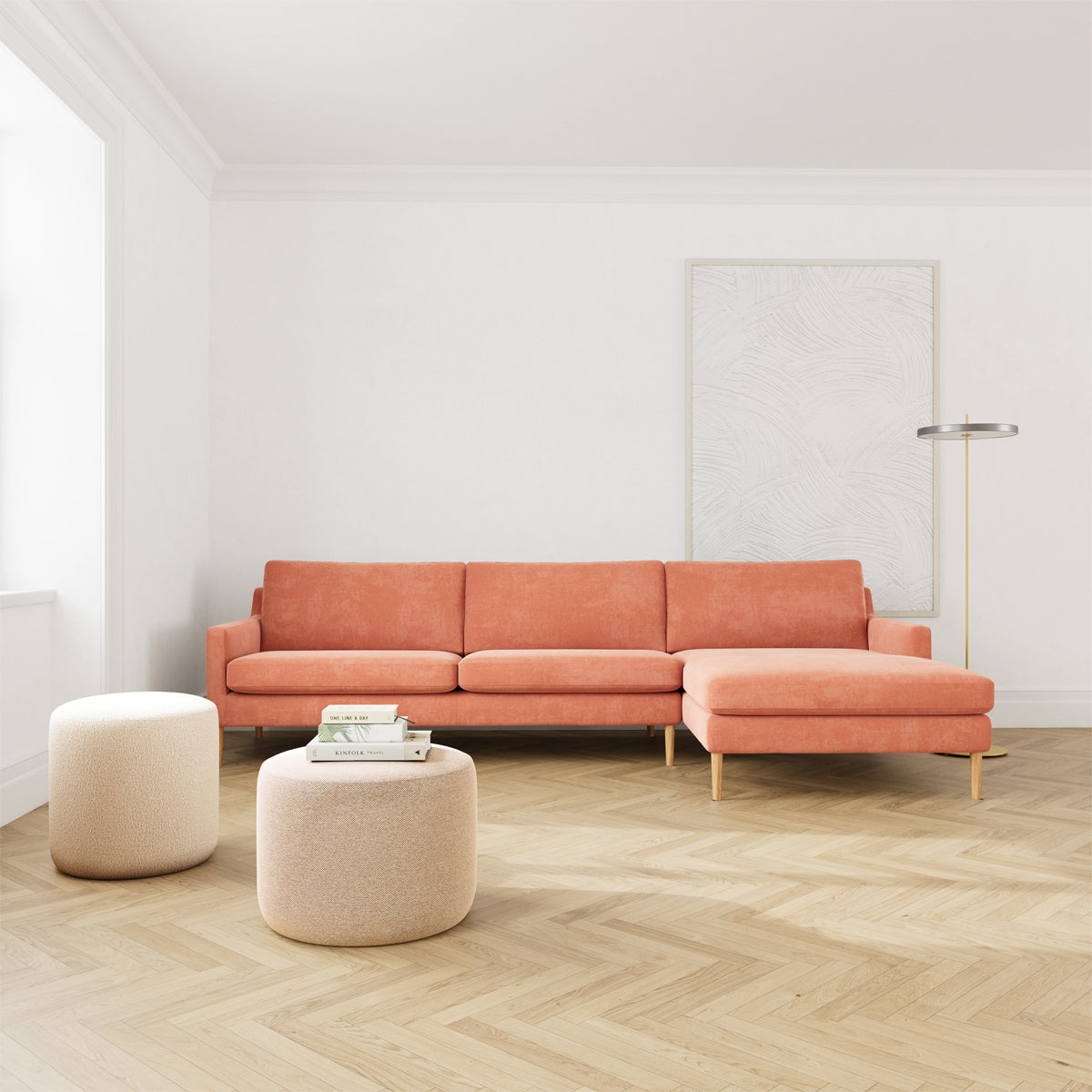 Astha Fabric Right Chaise Sofa