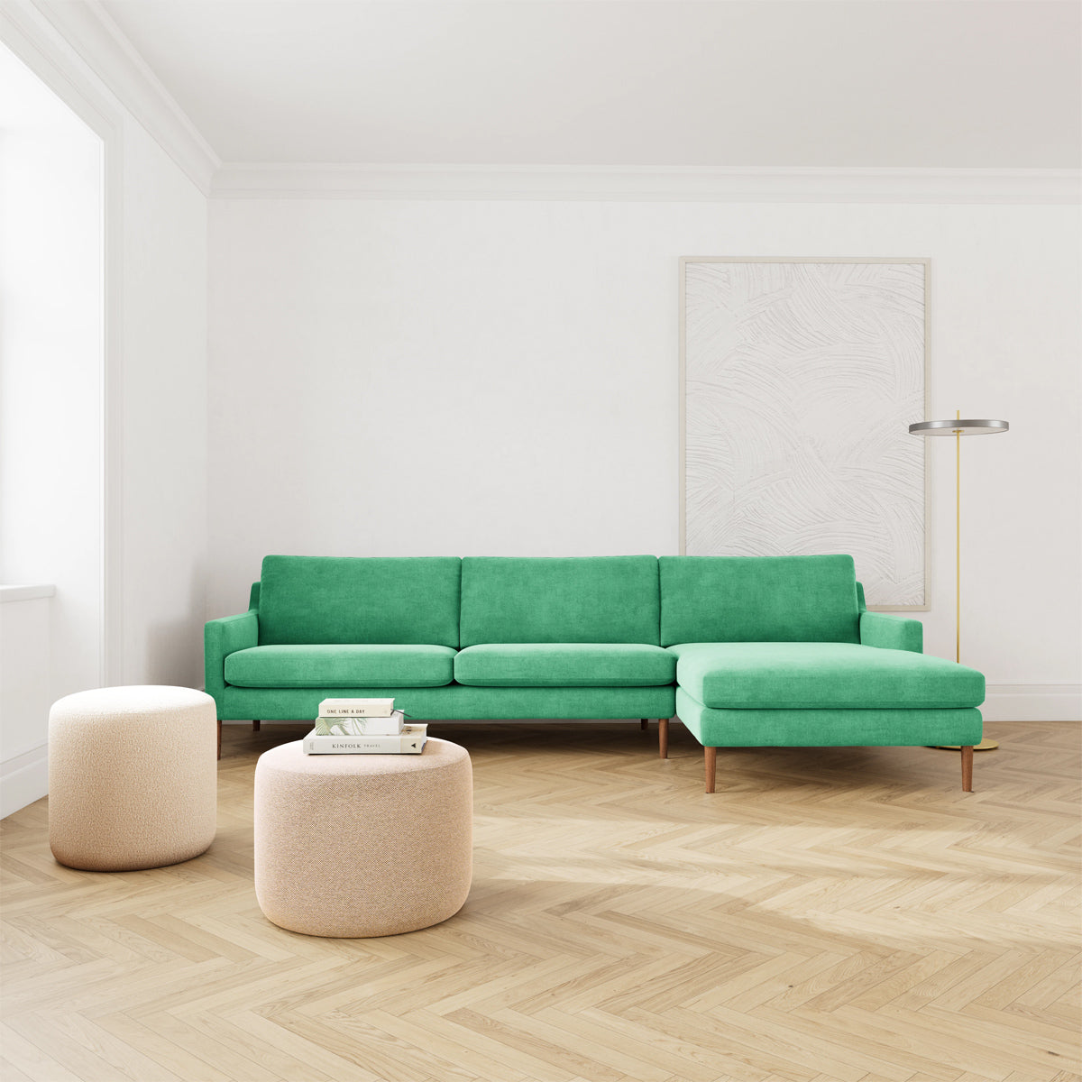 Astha Fabric Right Chaise Sofa