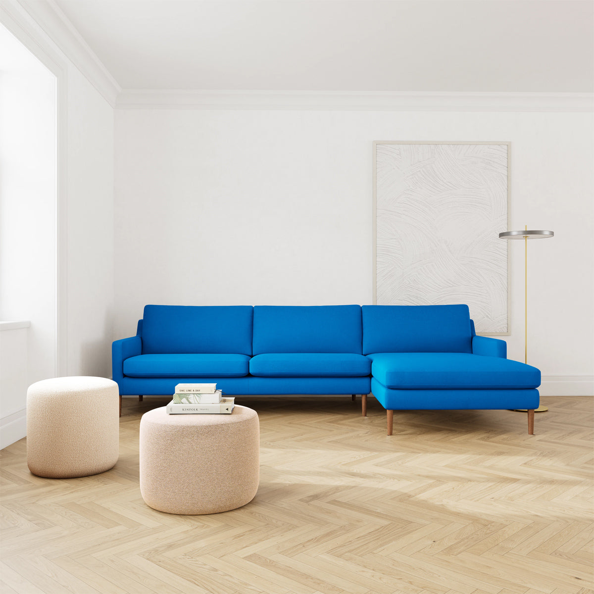 Astha Fabric Right Chaise Sofa