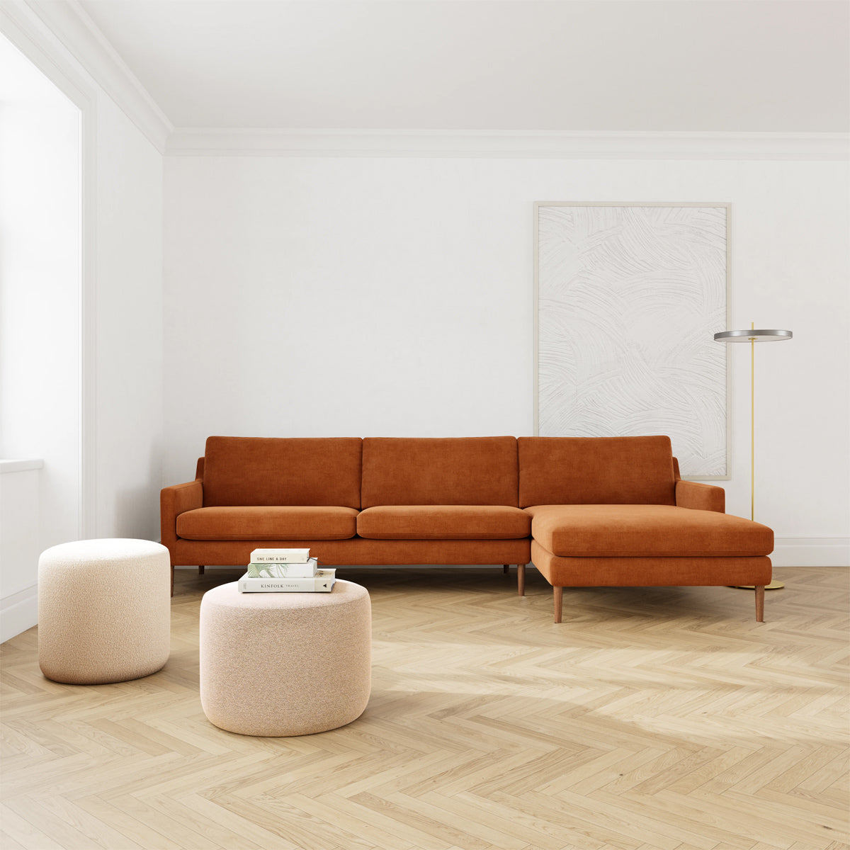 Astha Fabric Right Chaise Sofa
