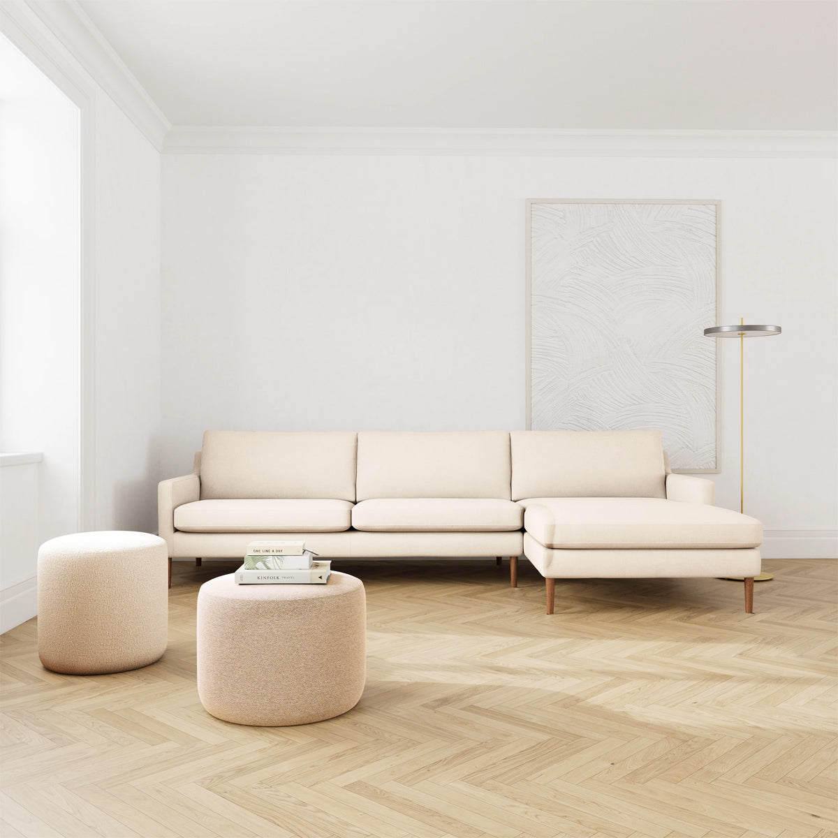 Astha Fabric Right Chaise Sofa