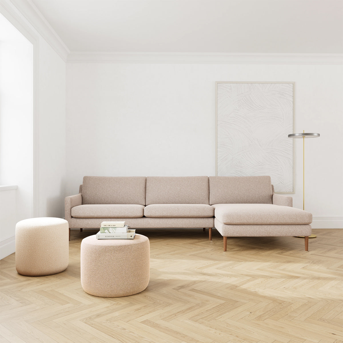 Astha Fabric Right Chaise Sofa