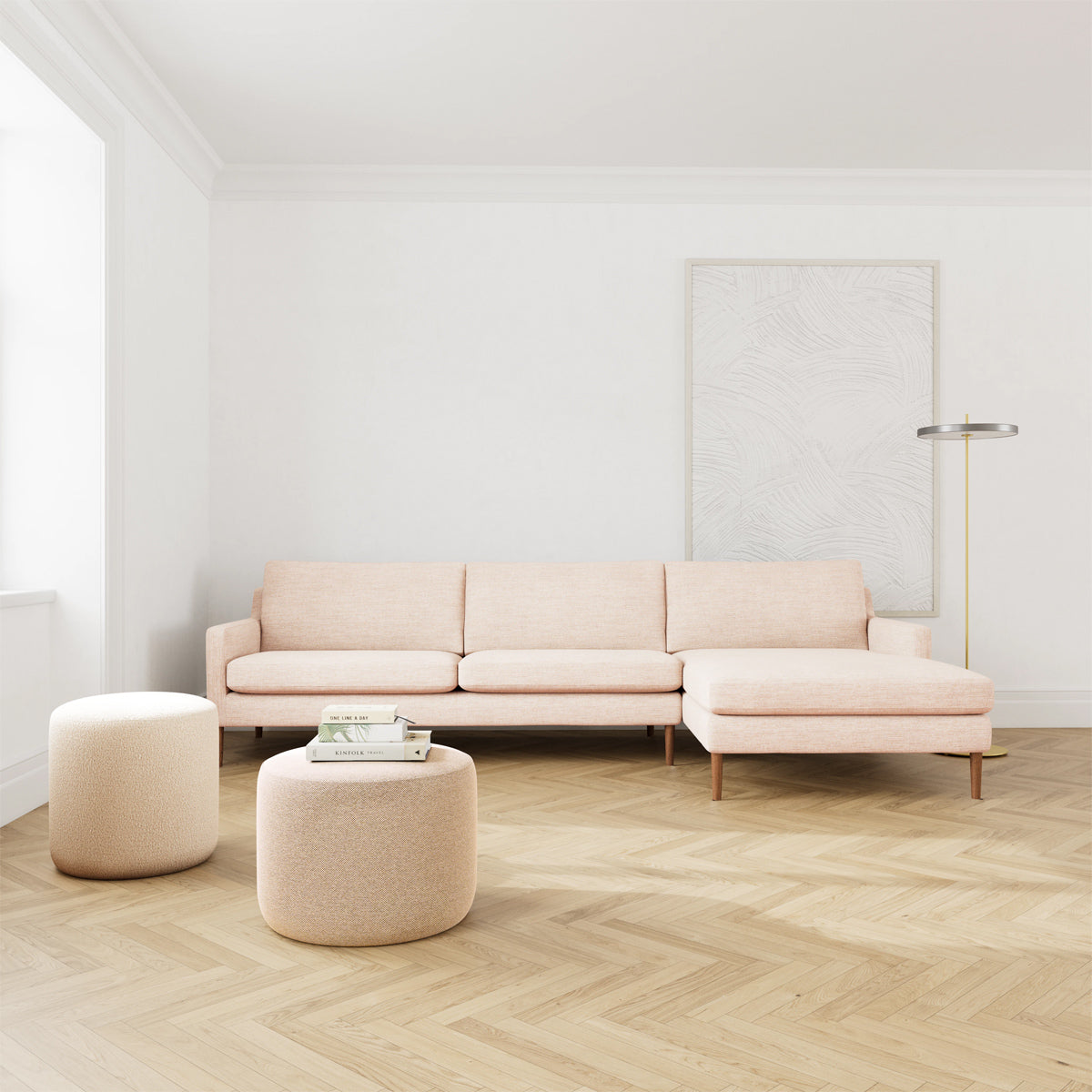 Astha Fabric Right Chaise Sofa