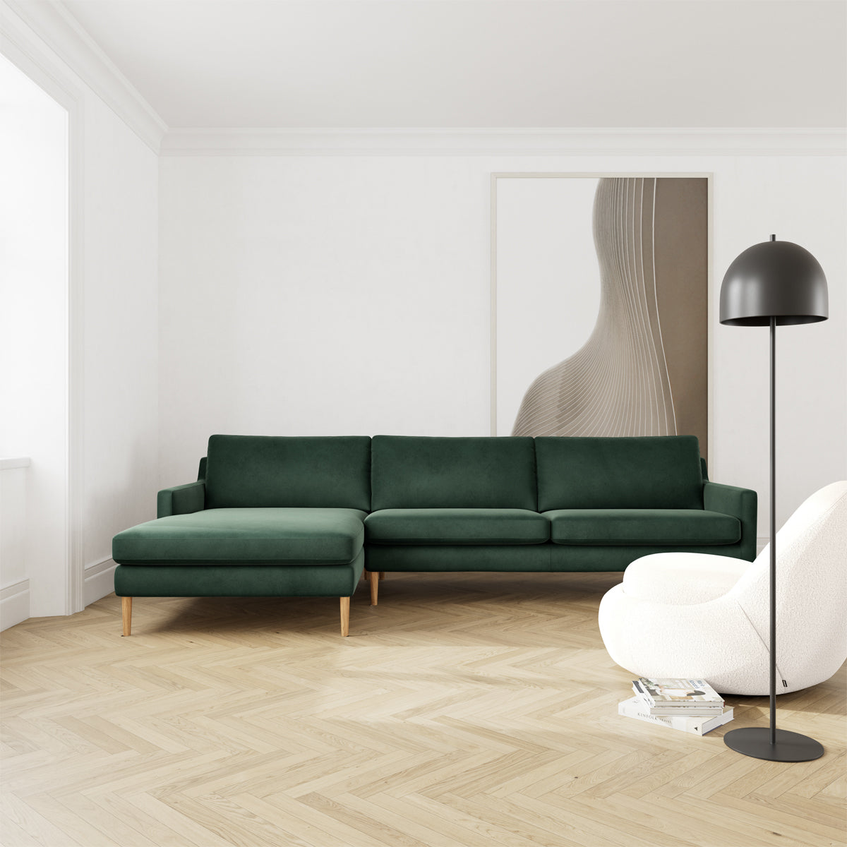 Astha Velvet Left Chaise Sofa