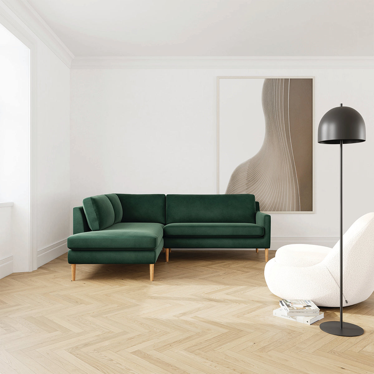Astha Velvet Left Corner Sofa
