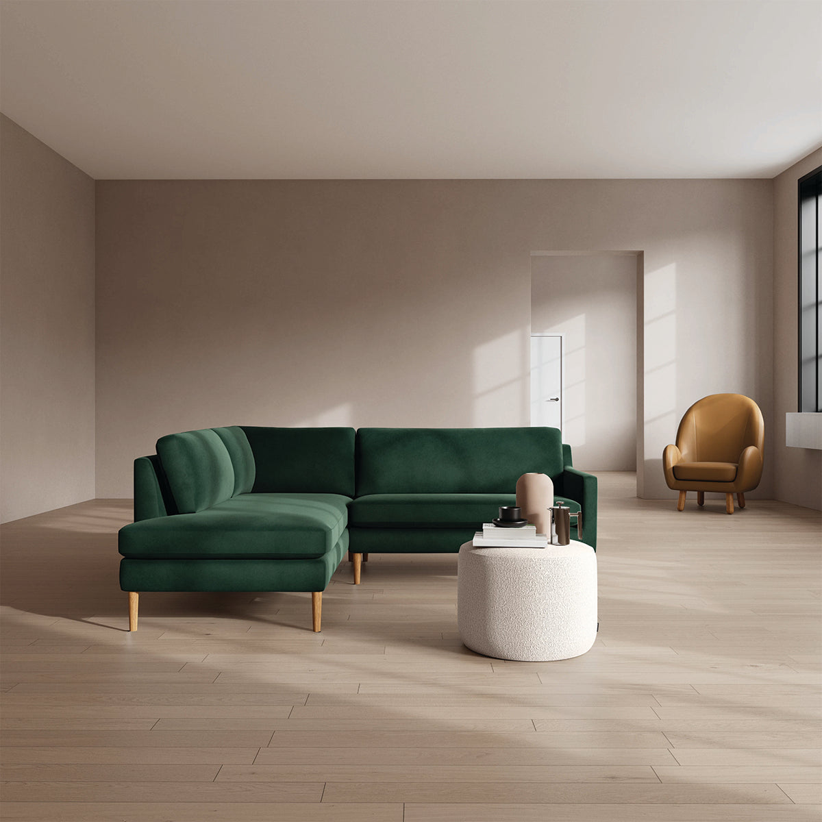 Astha Velvet Left Corner Sofa