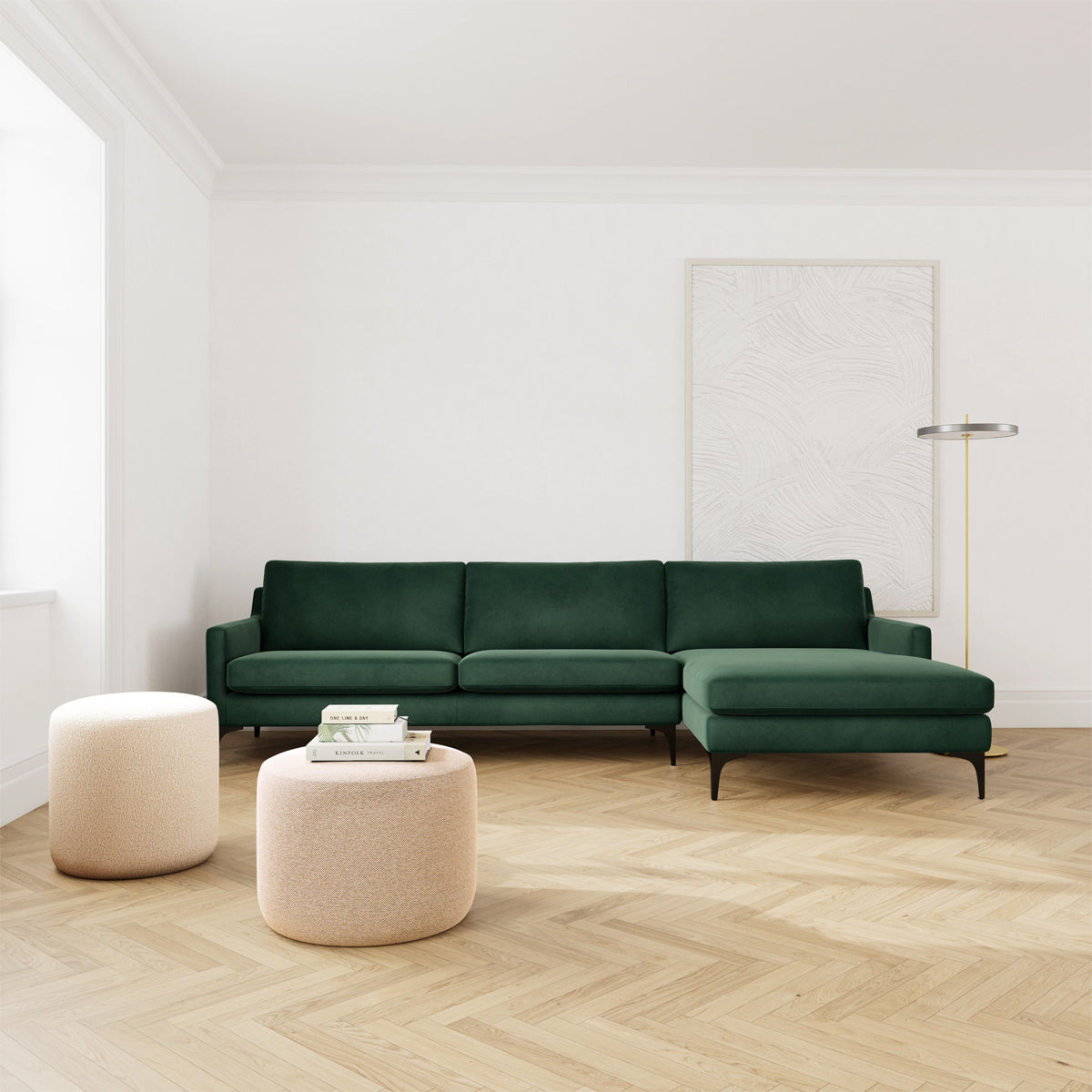 Astha Velvet Right Chaise Sofa