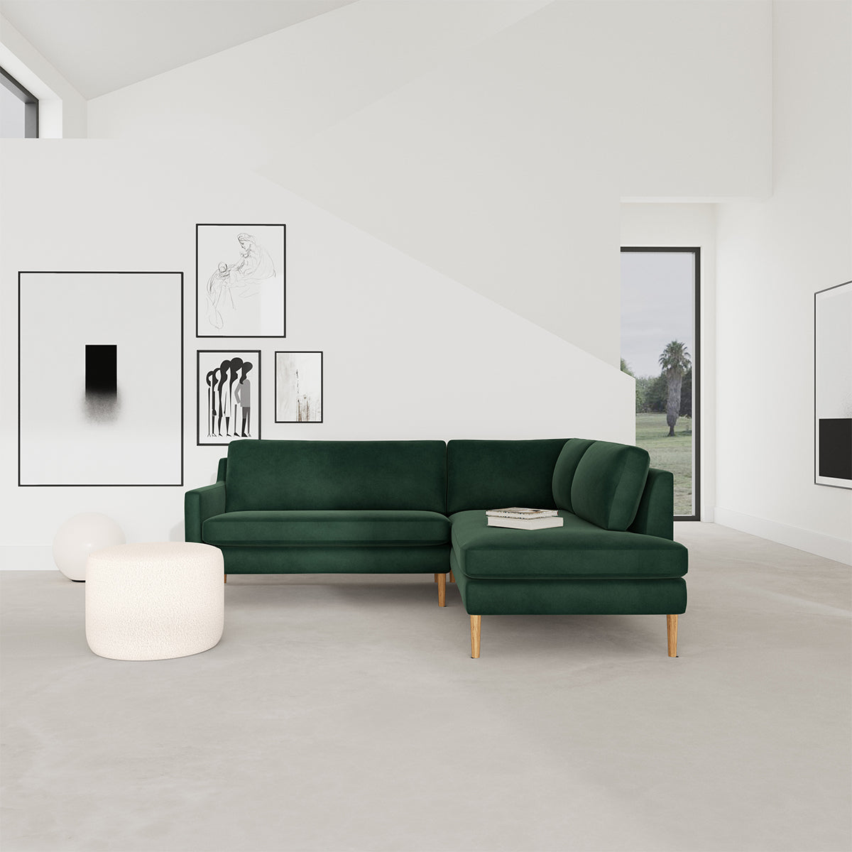 Astha Velvet Right Corner Sofa
